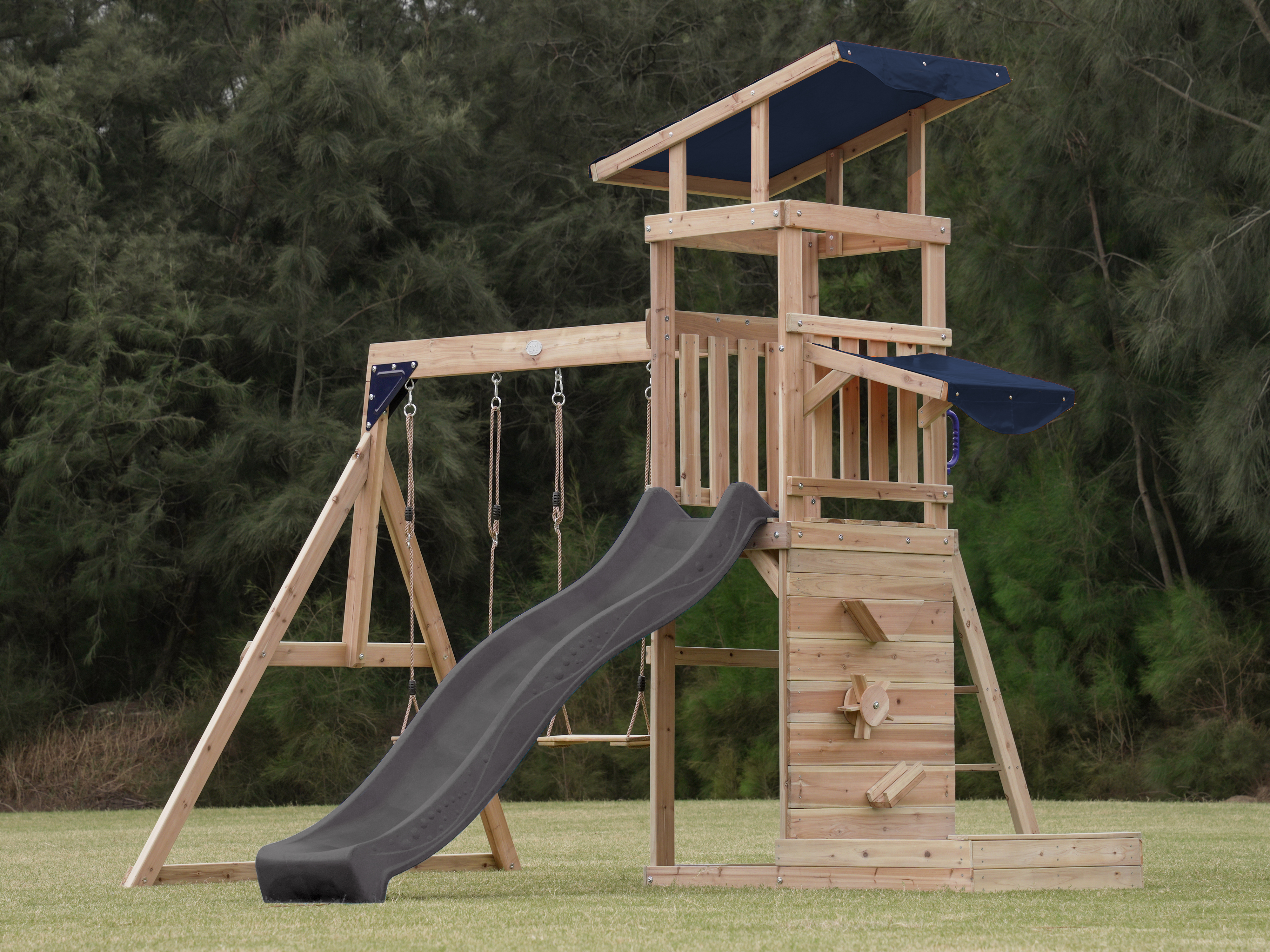 AXI Malik Play Set with Double Swing Brown - Grey Slide 