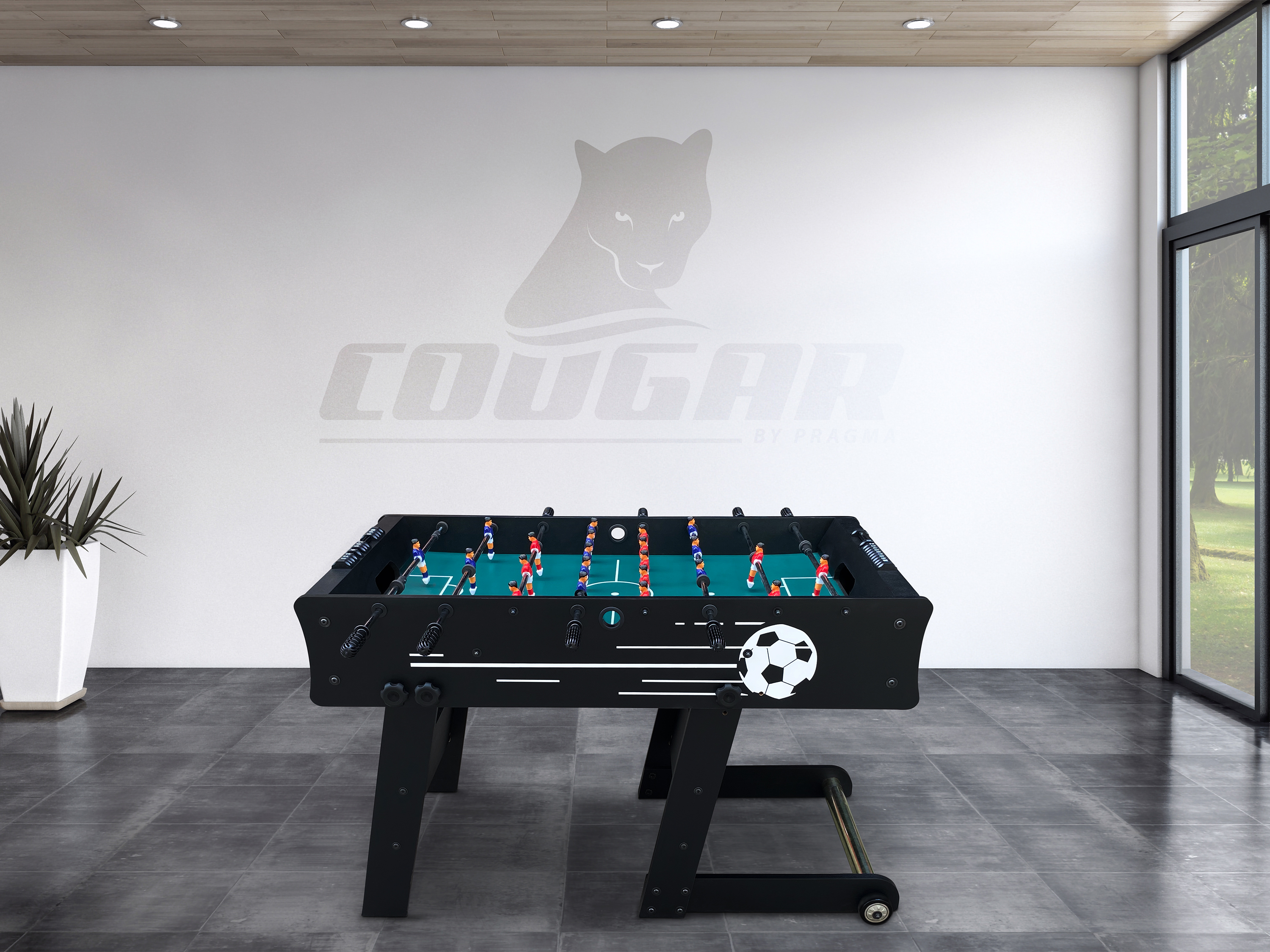 Cougar Scorpion Kick TS Folding Football Table - Black-8717973936046 Cougar Scorpion Kick TS Folding Football Table - Black