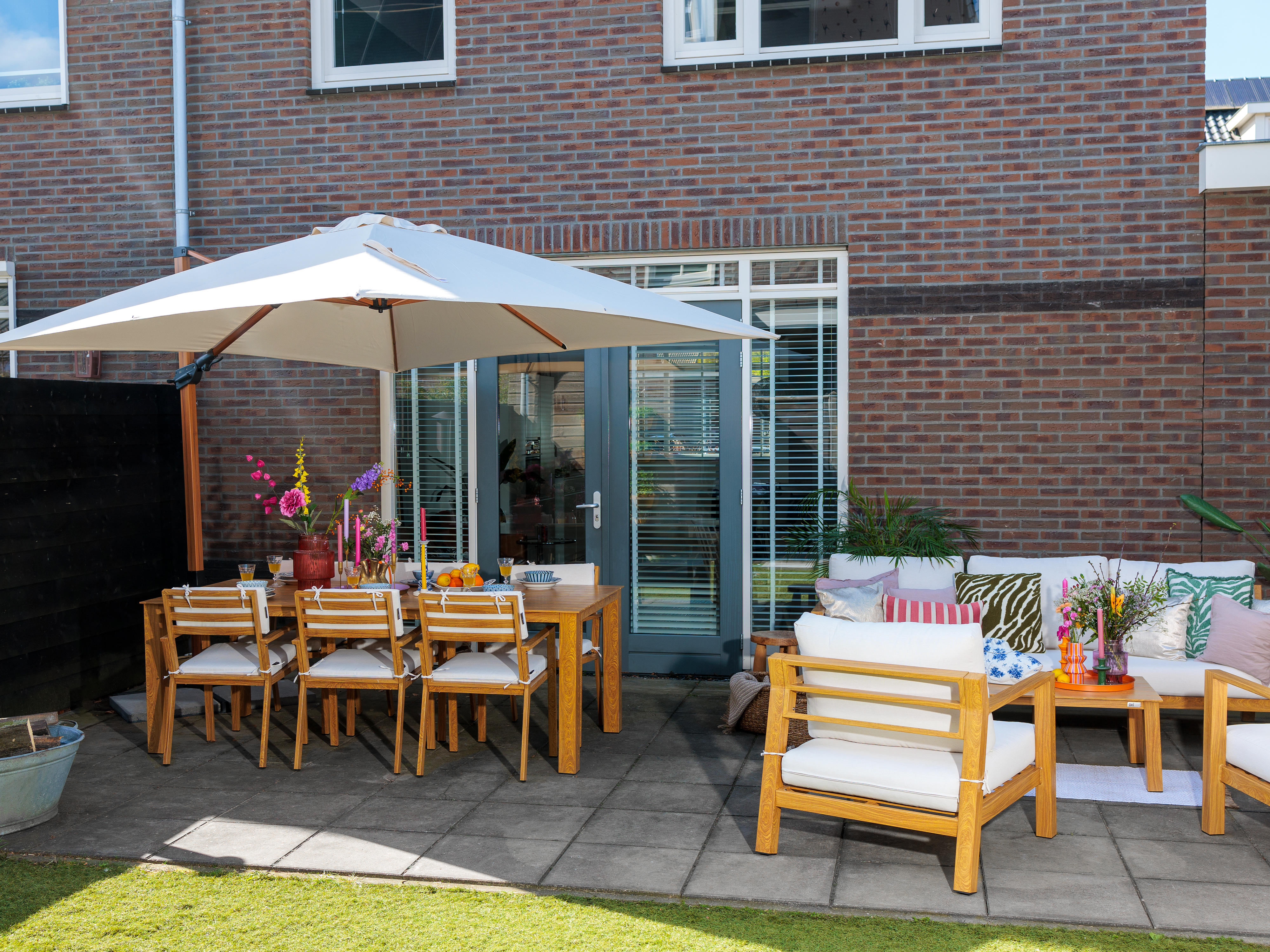 AXI Jada Garden set with 6 Chairs Wood-look/beige-8720365063954 AXI Jada Garden set with 6 Chairs Wood-look/beige