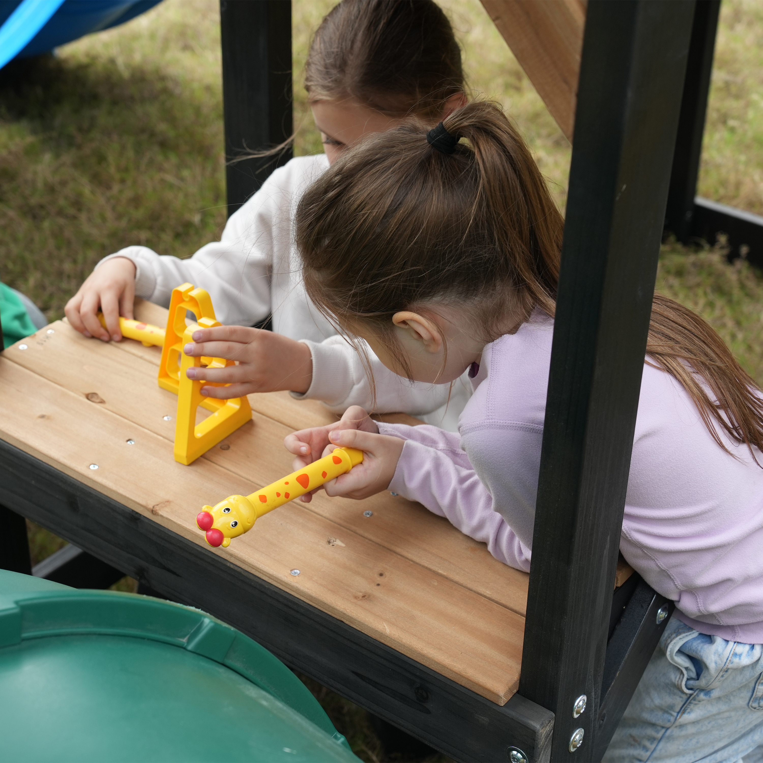 AXI Cody Climbing Frame with Swings. Trapeze and Climbing Wall – Grey Double Slide and Tube Slide
