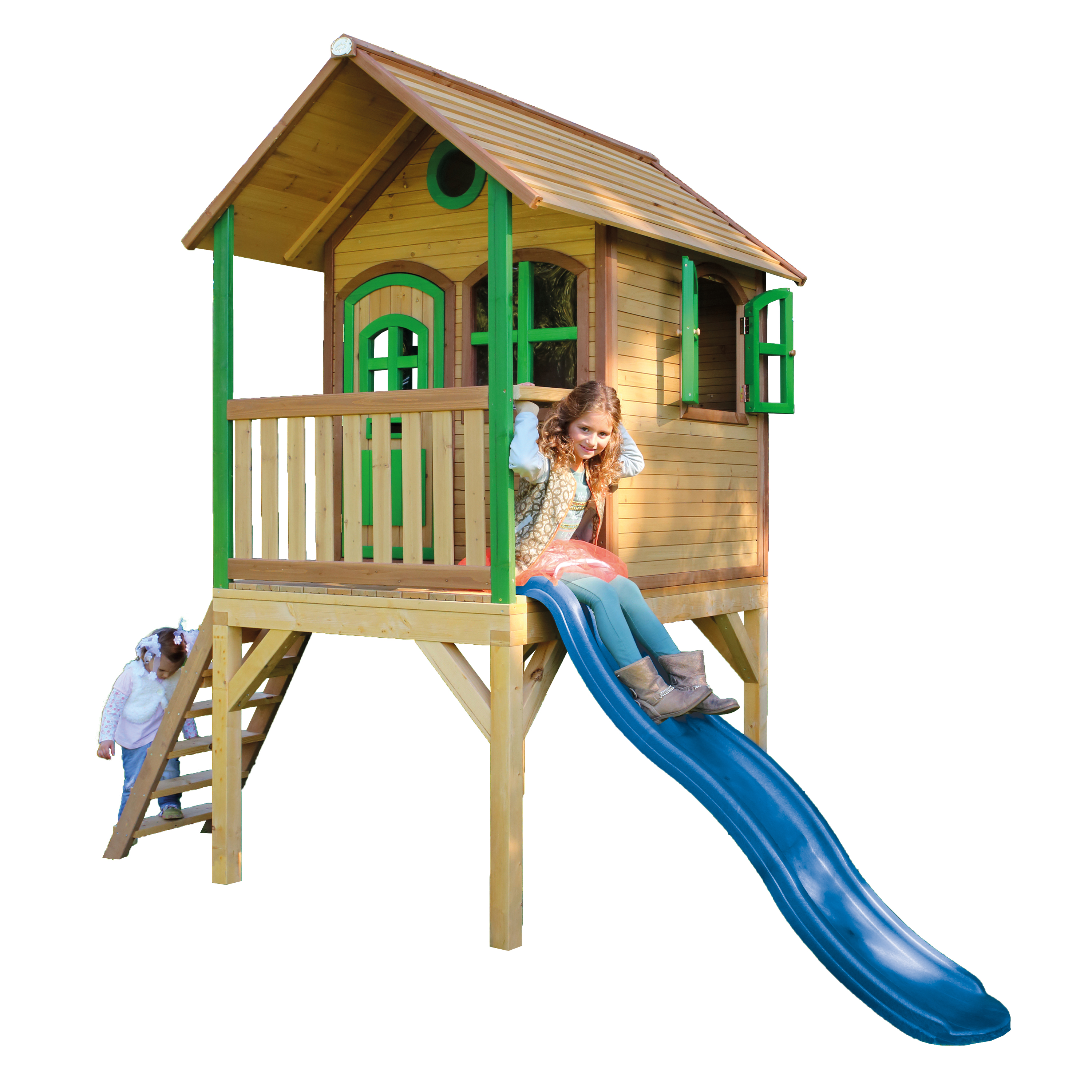 AXI Laura Playhouse Brown/green - Blue Slide