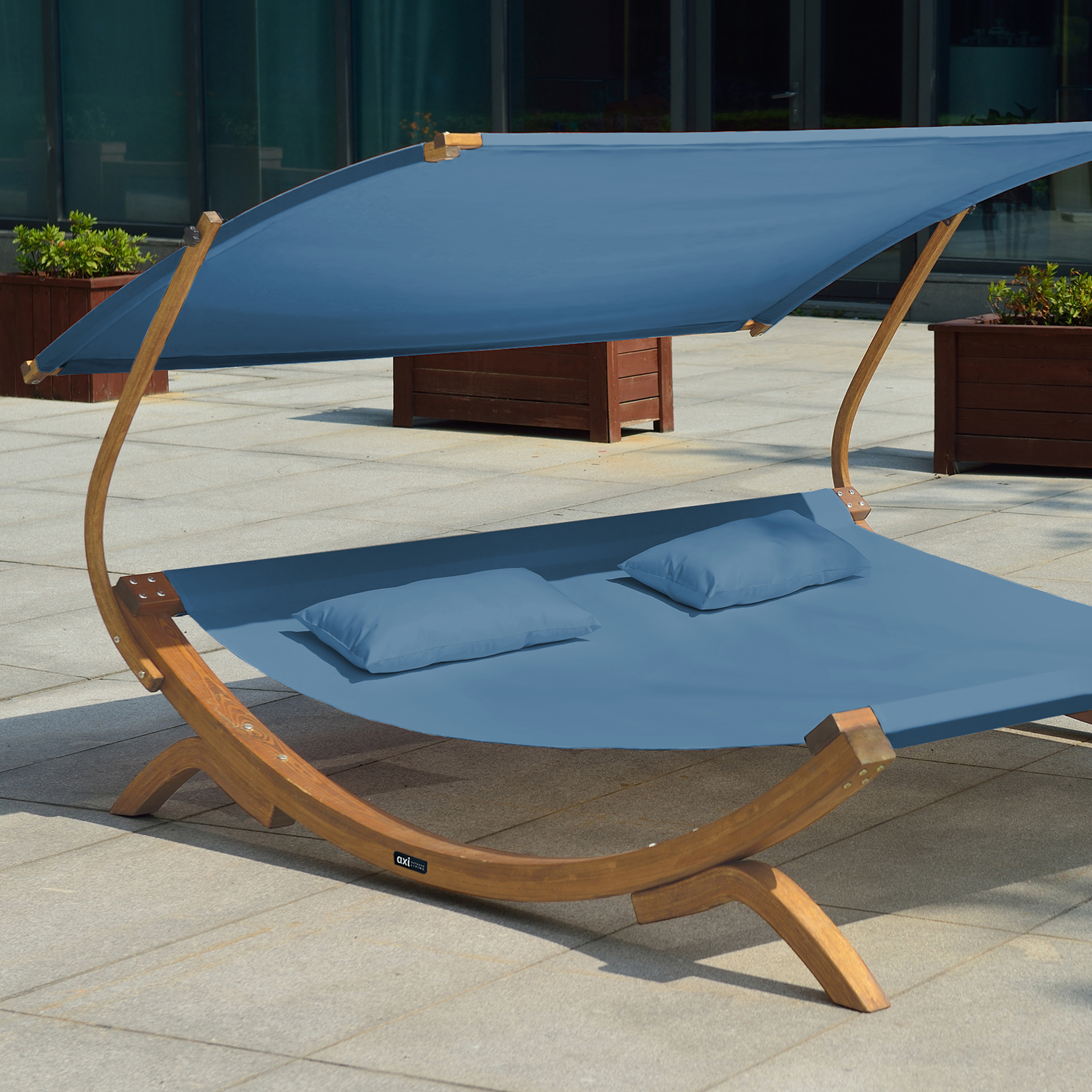 AXI Mallorca Tweepersoons ligbed met zonnescherm Blauw-8720365060908 AXI Mallorca Tweepersoons ligbed met zonnescherm Blauw