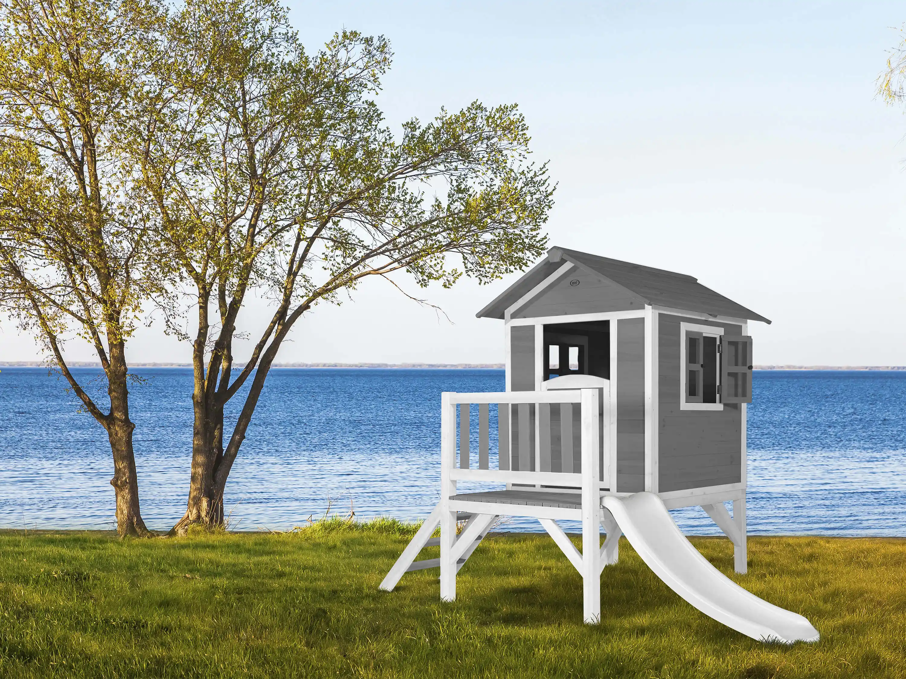 AXI Lodge XL Speelhuis Cool Grijs - Witte Glijbaan