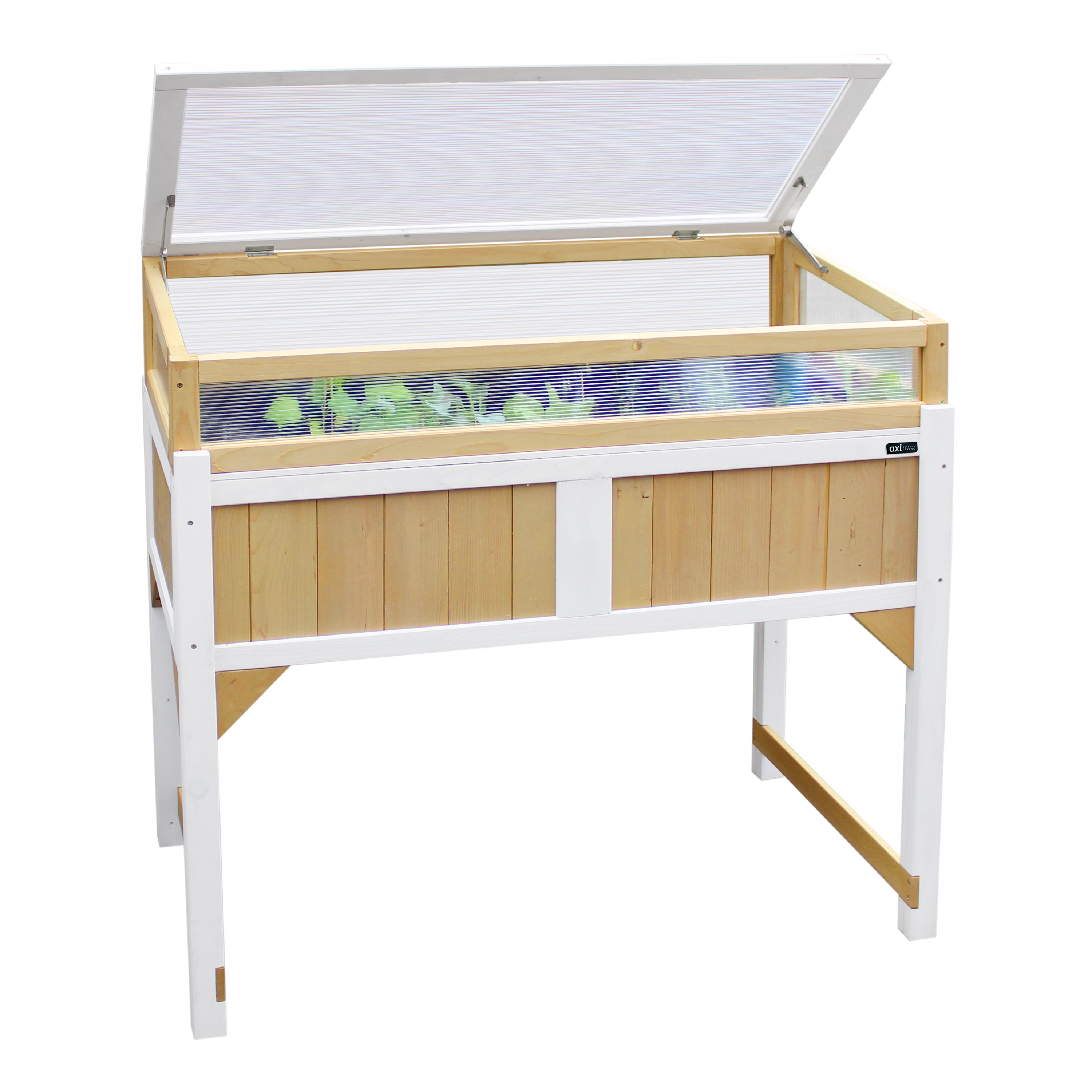 AXI Odlingsbord med växthus och markduk - Brun/Vit