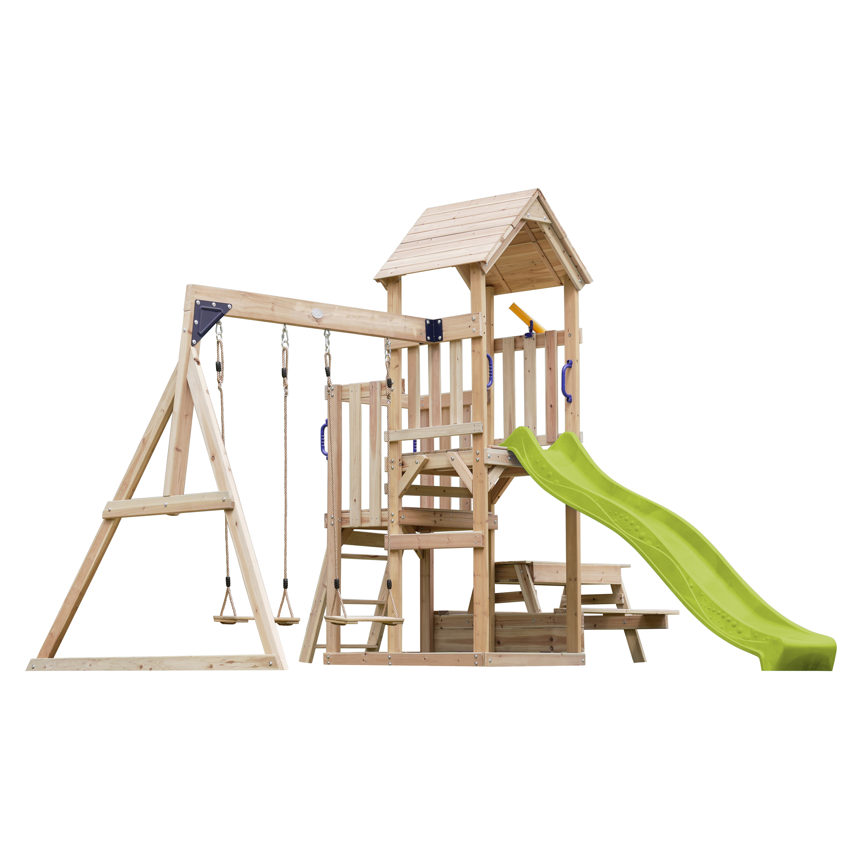 AXI Mette Playground with Double Swing Brown - Lime Green Slide 