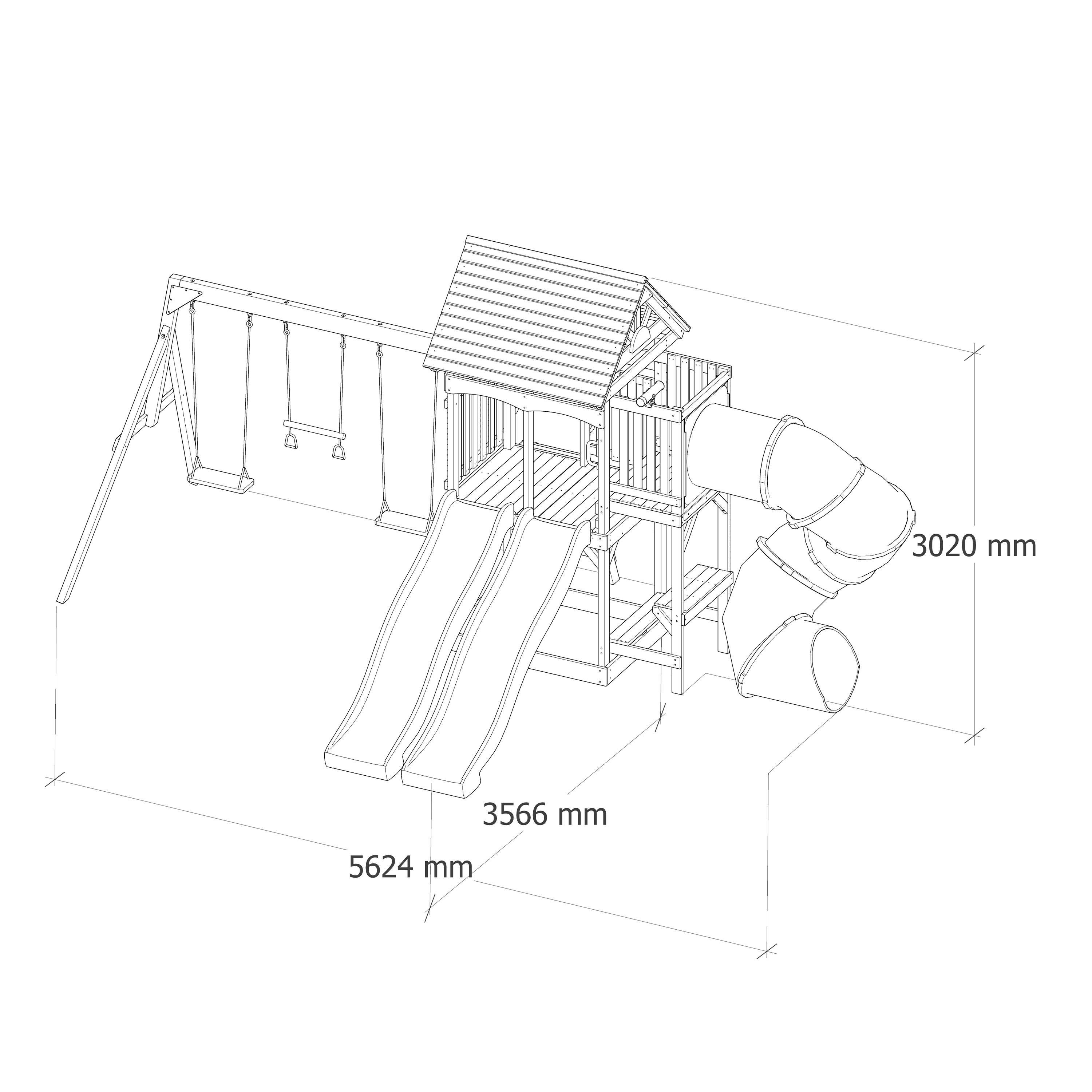AXI Cody Climbing Frame with Swings, Trapeze and Climbing Wall – Pastel Green Double Slide and Tube Slide