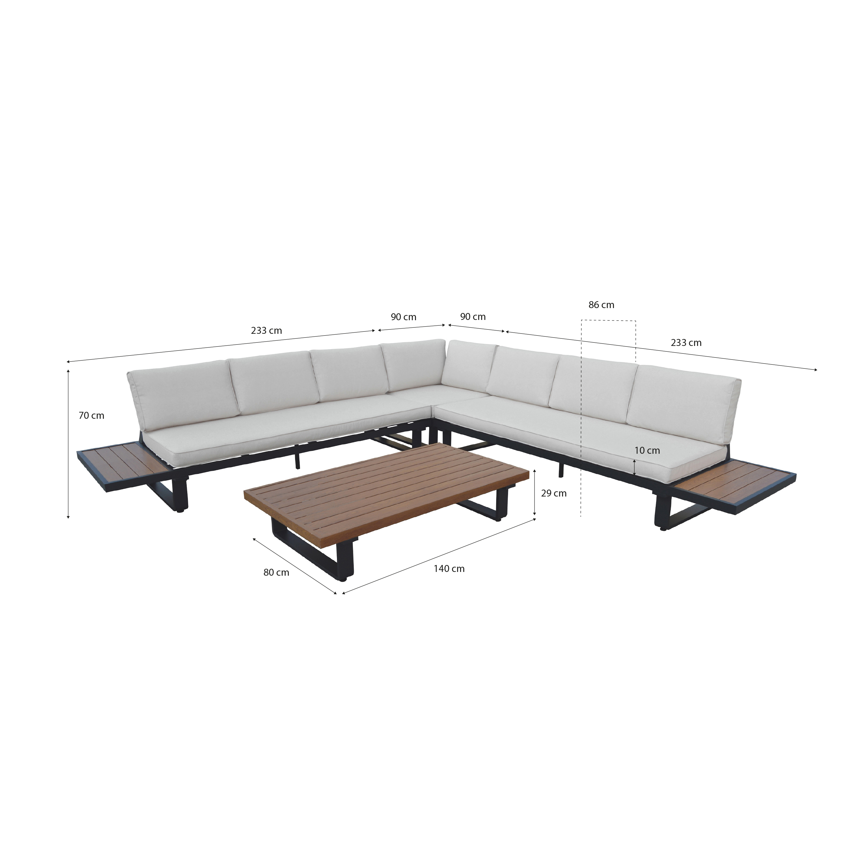 AXI Elin Lounge Set with Side Tables Anthracite with Wood-Look-8720365064128 AXI Elin Lounge Set with Side Tables Anthracite with Wood-Look