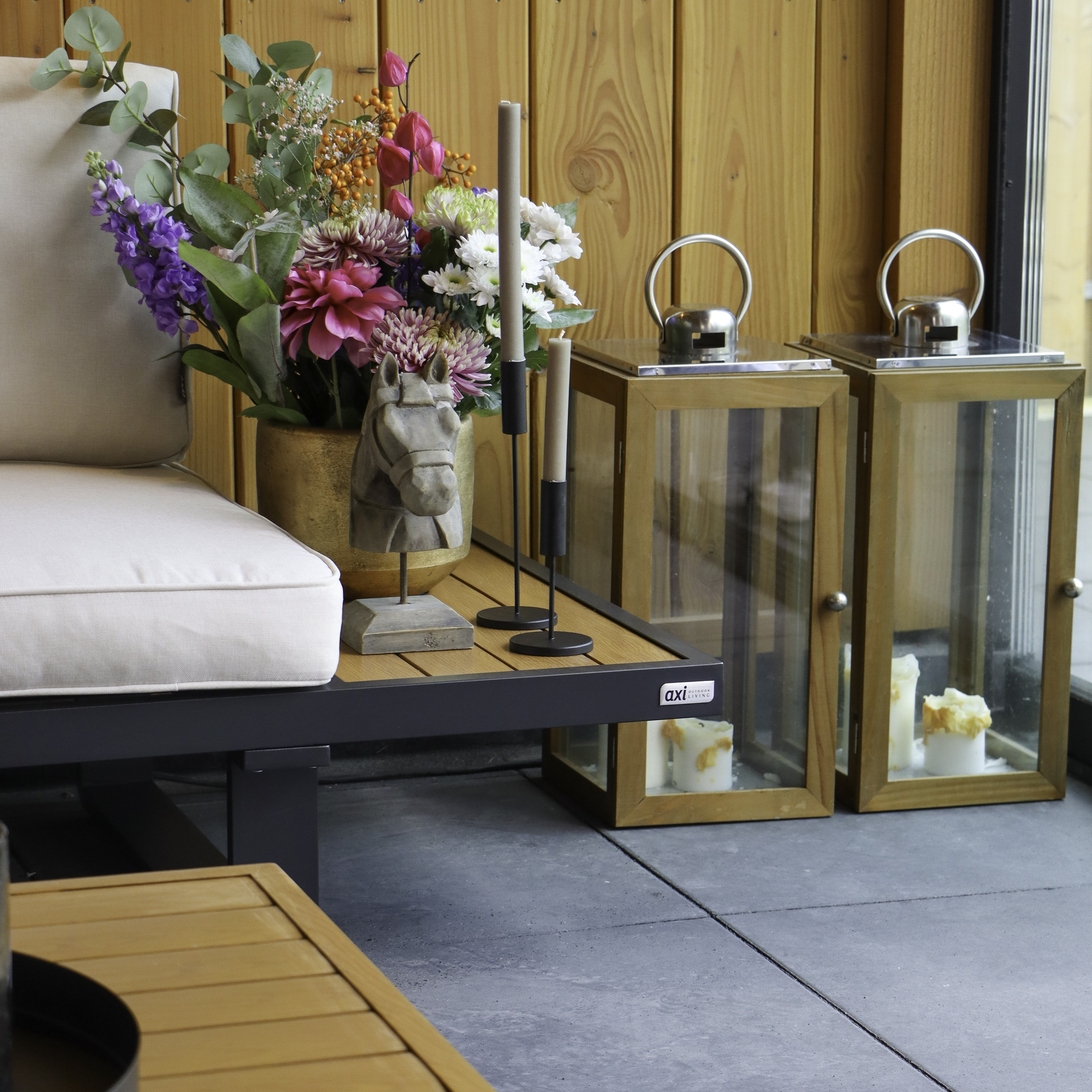 AXI Elin Lounge Set with Side Tables Anthracite with Wood-Look-8720365064128 AXI Elin Lounge Set with Side Tables Anthracite with Wood-Look