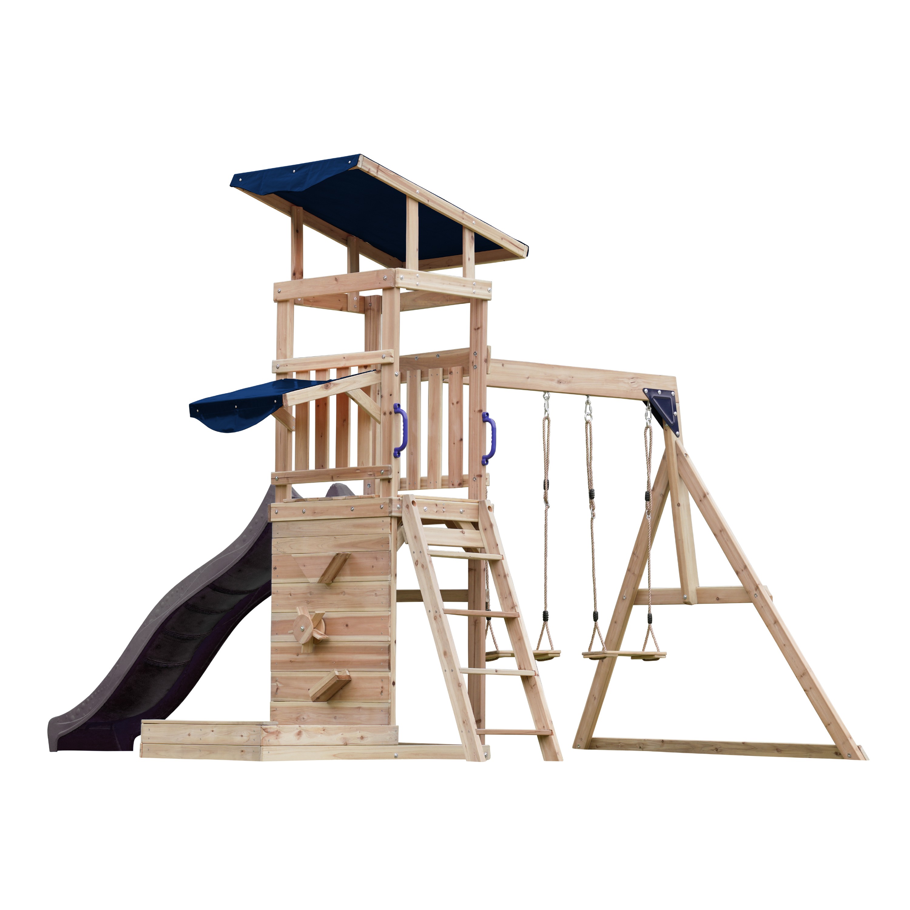 AXI Malik Play Set with Double Swing Brown - Grey Slide 