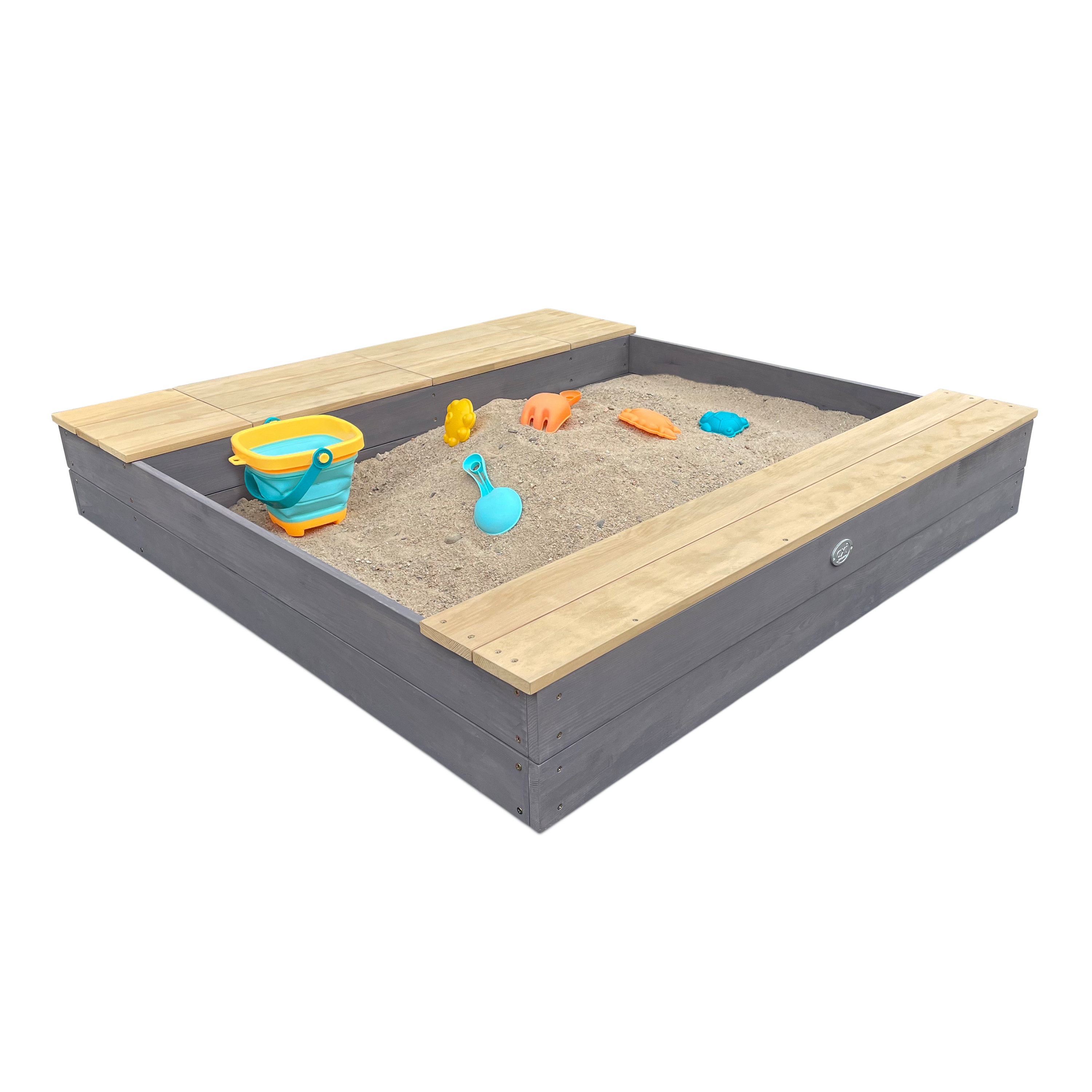 AXI Evy Sandbox with Bins and Storage - 119 x 117 cm - Grey/Brown