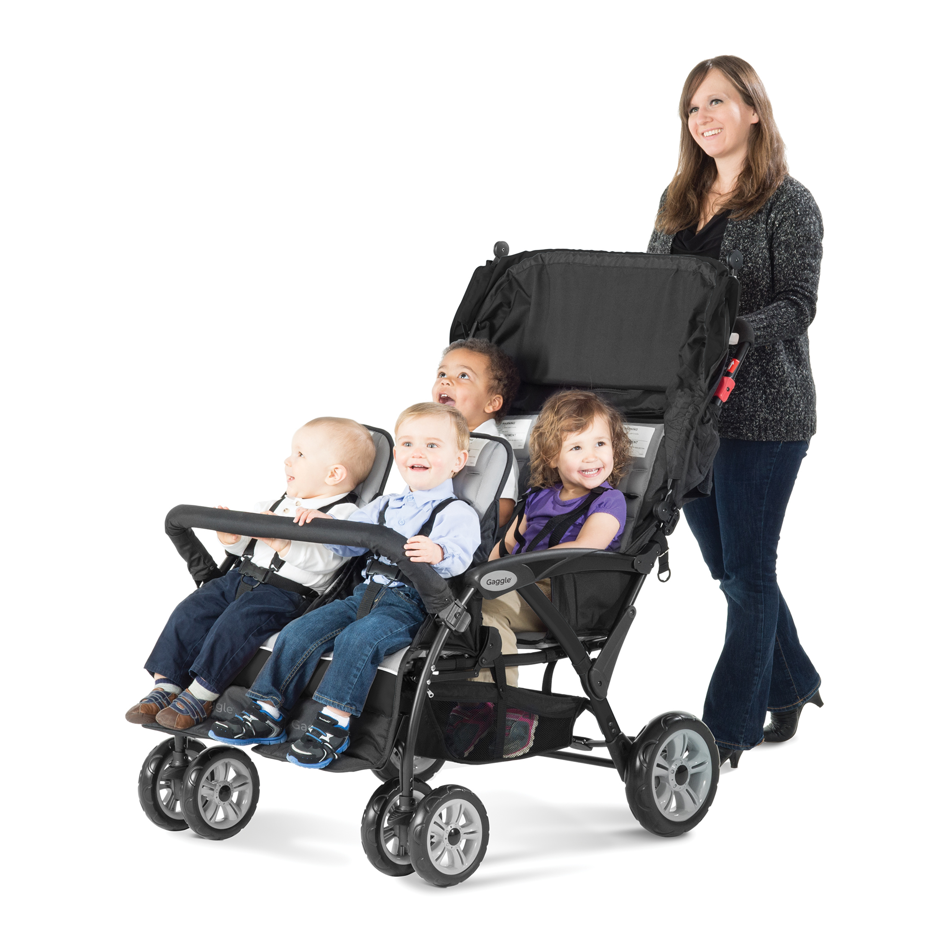 Gaggle Odyssey 4x4 Quad Stroller for 4 Children - Black-0849801001157 Gaggle Odyssey 4x4 Quad Stroller for 4 Children - Black