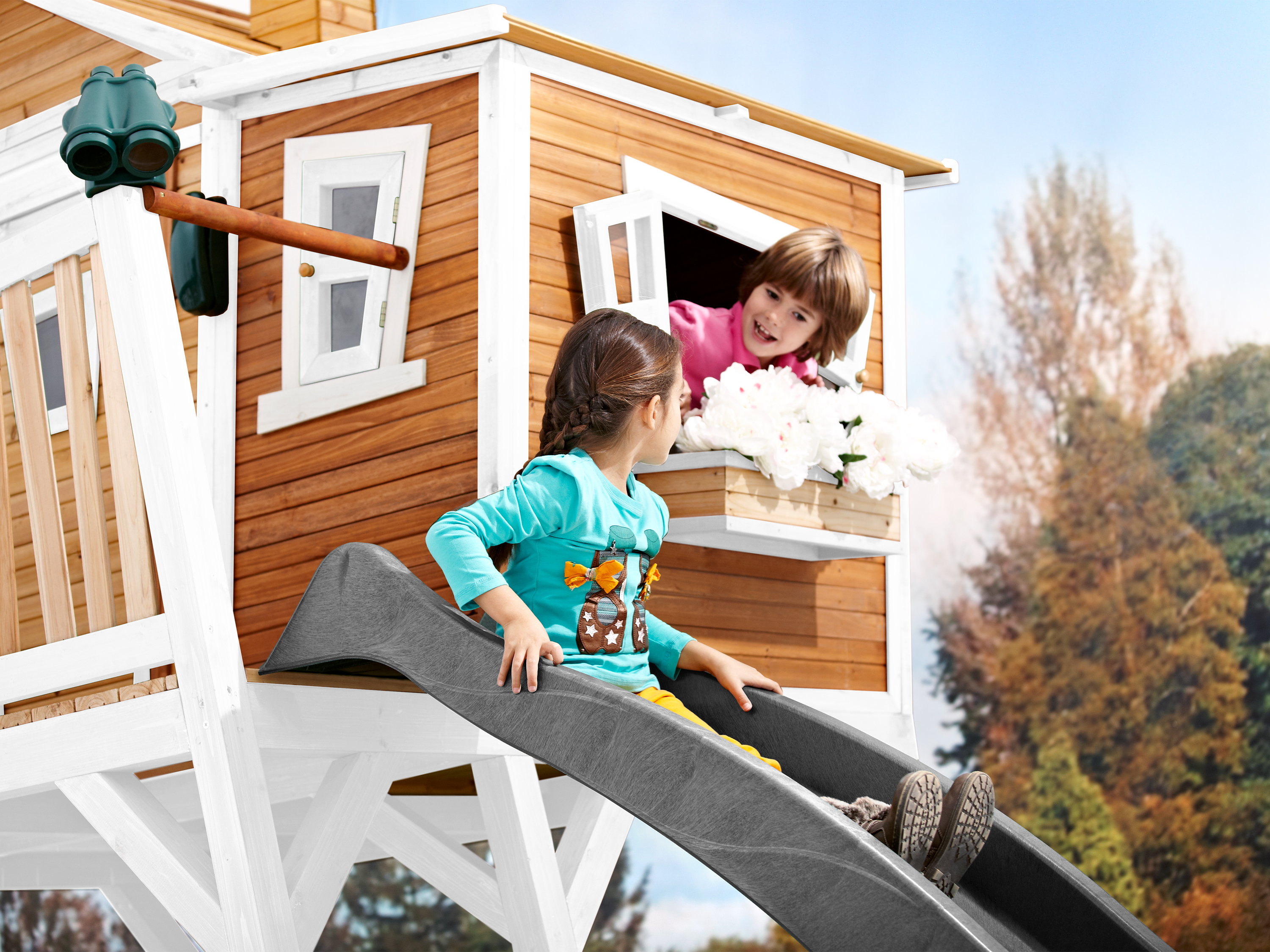AXI Max Playhouse Brown/White - Grey Slide