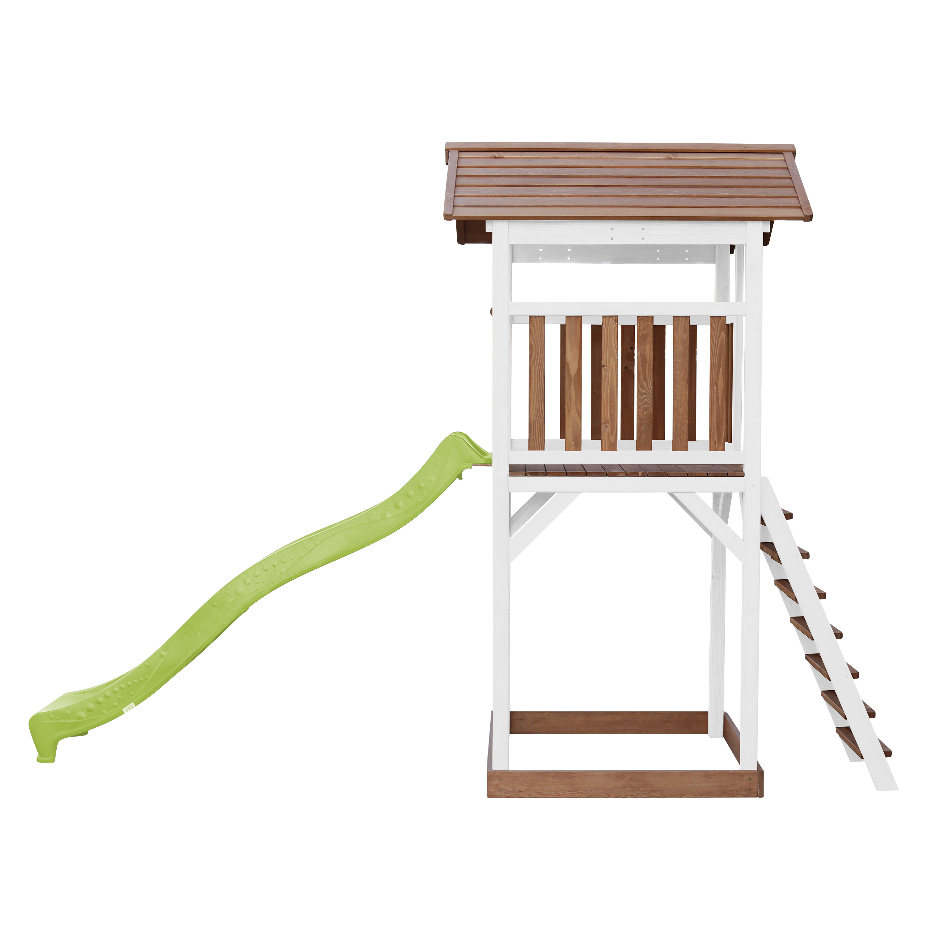 AXI Beach Tower Lekställning Brun/Vit - Limegrön Rutschkana