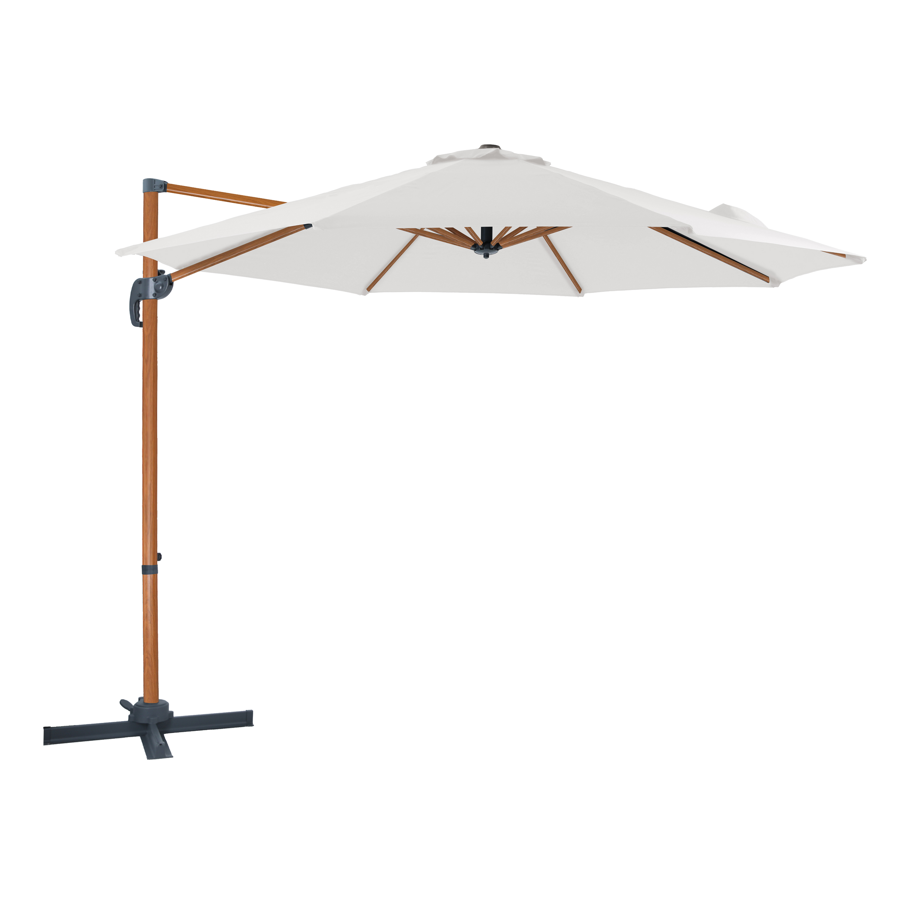 AXI Marisol Hängparasol ? 300cm Rund - Wood-look/Beige