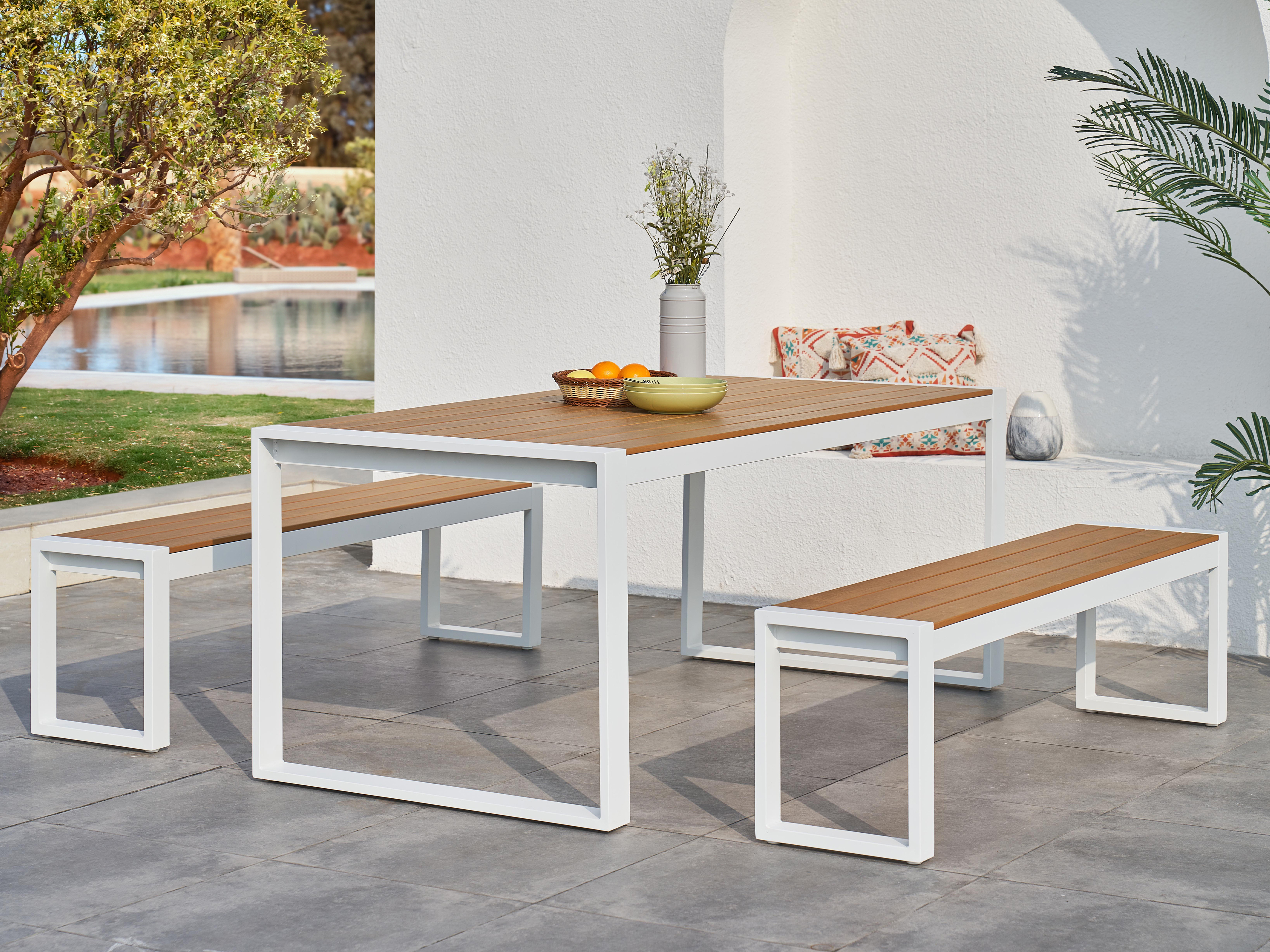 AXI Tony Tuinset met 2 banken Wit met Teak-look Polywood