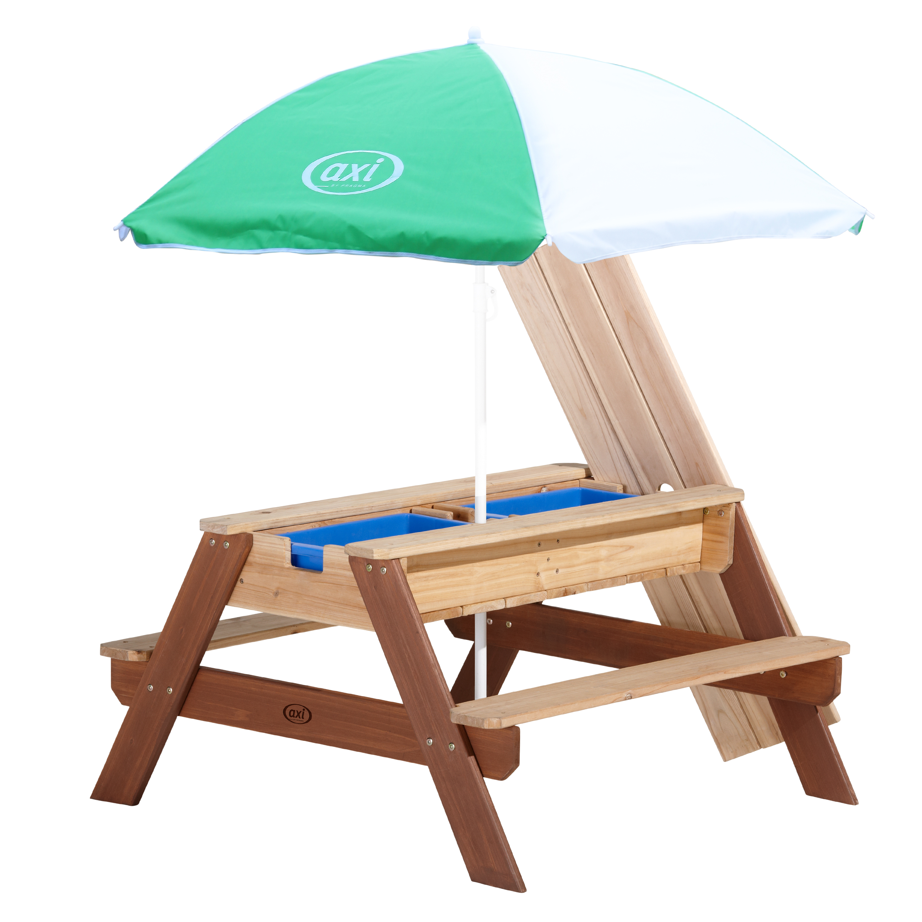AXI Nick Sand & Water Picnic Table Brown with Umbrella Green/White