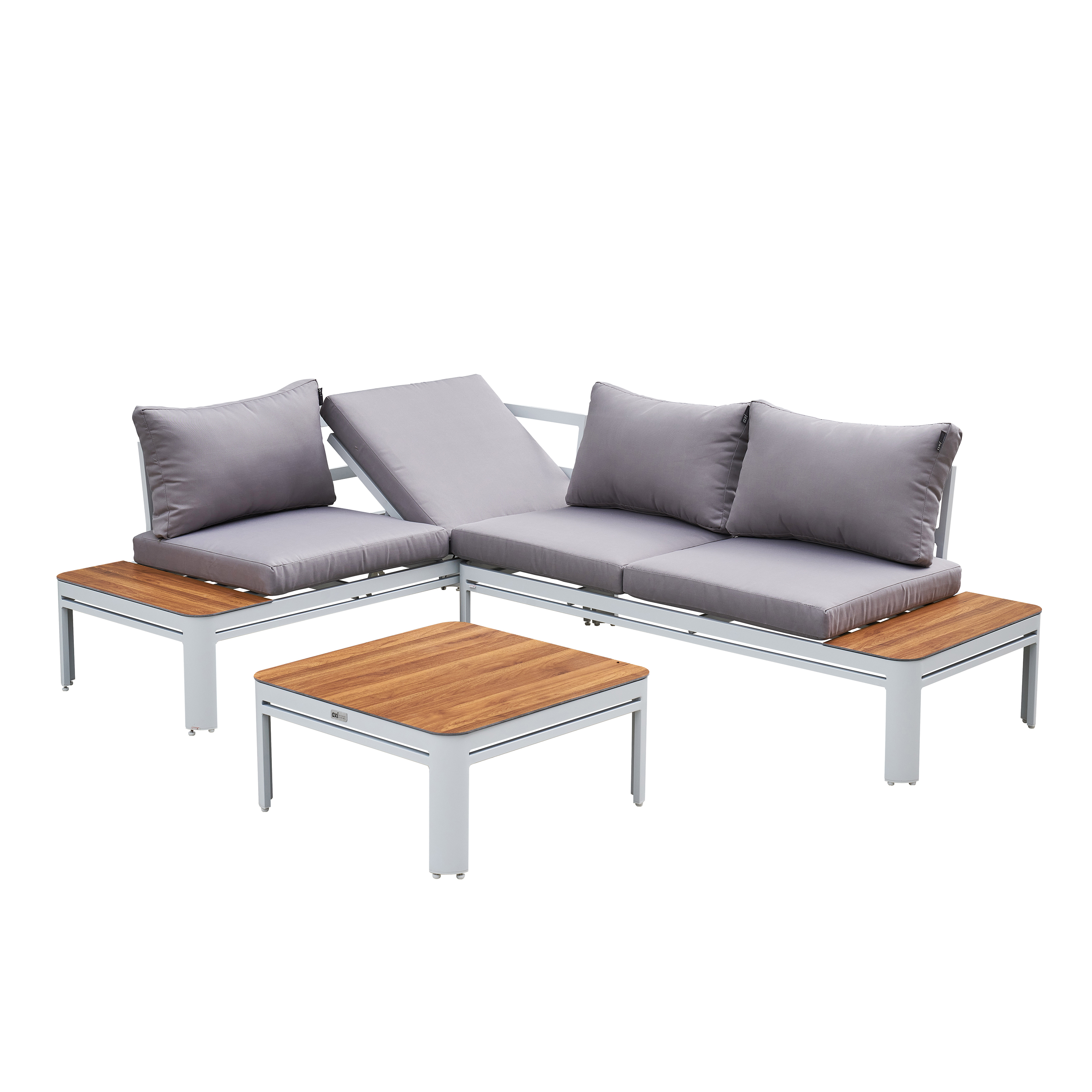 AXI Eos Lounge Set with Lounger White with Wood-Look PSPC-8720365062759 AXI Eos Lounge Set with Lounger White with Wood-Look PSPC