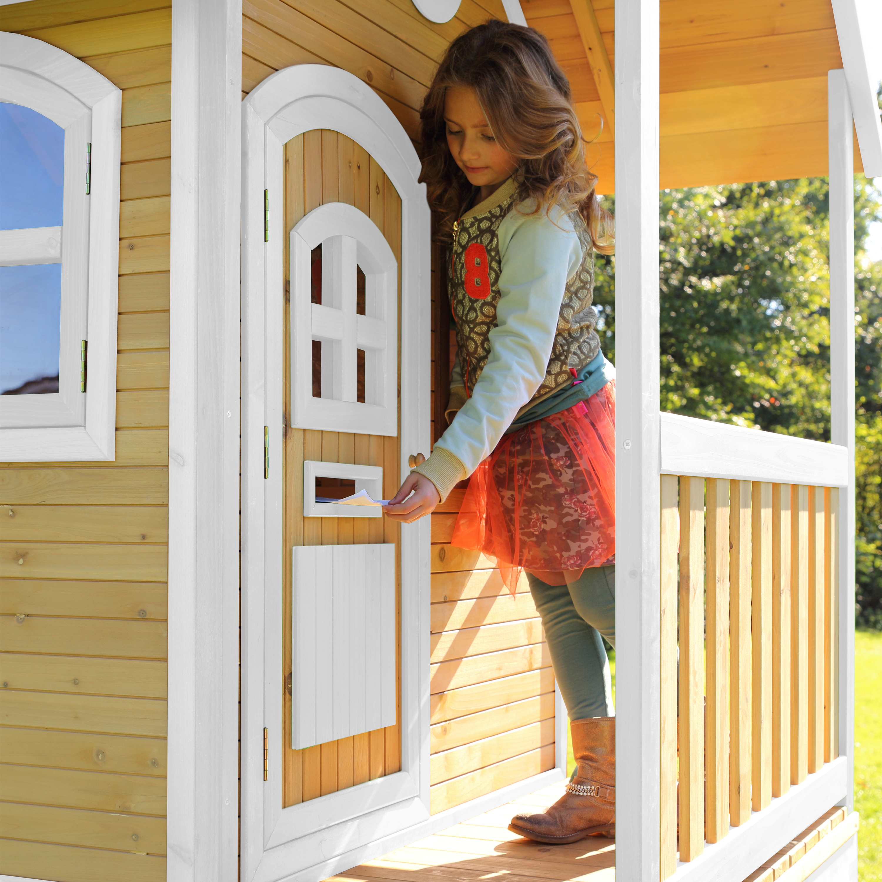AXI Laura Playhouse Brown/white - Lime green Slide