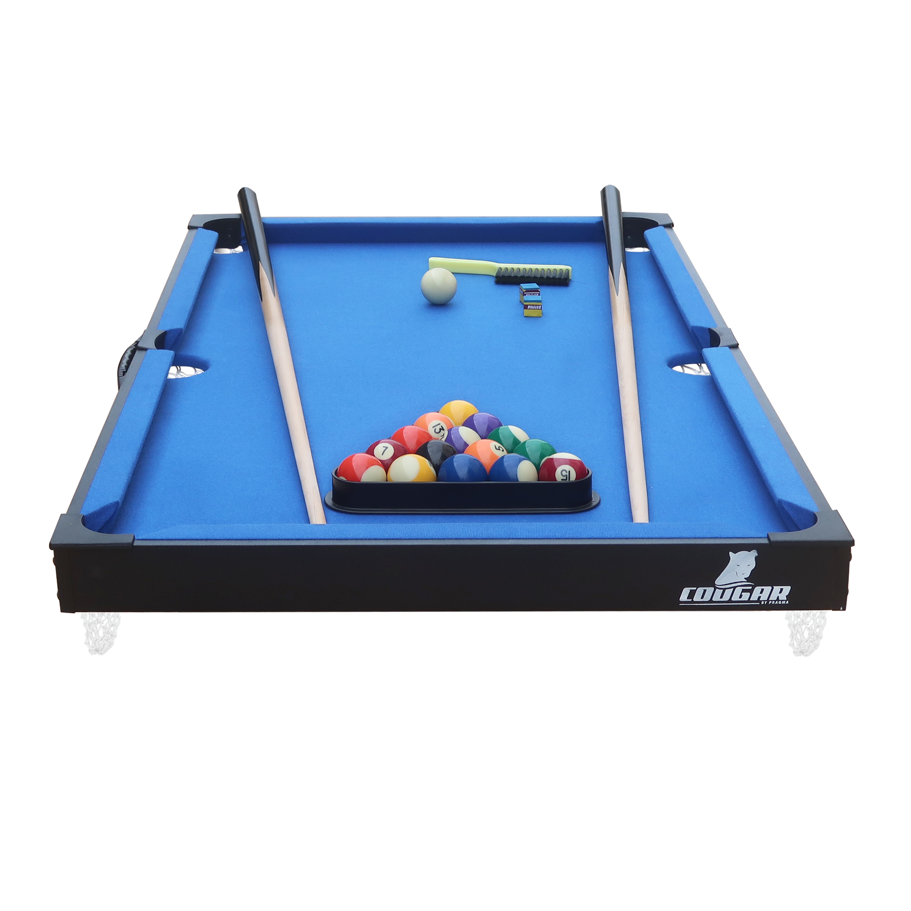 Cougar Pooltafel Mini Draagbaar Zwart/blauw