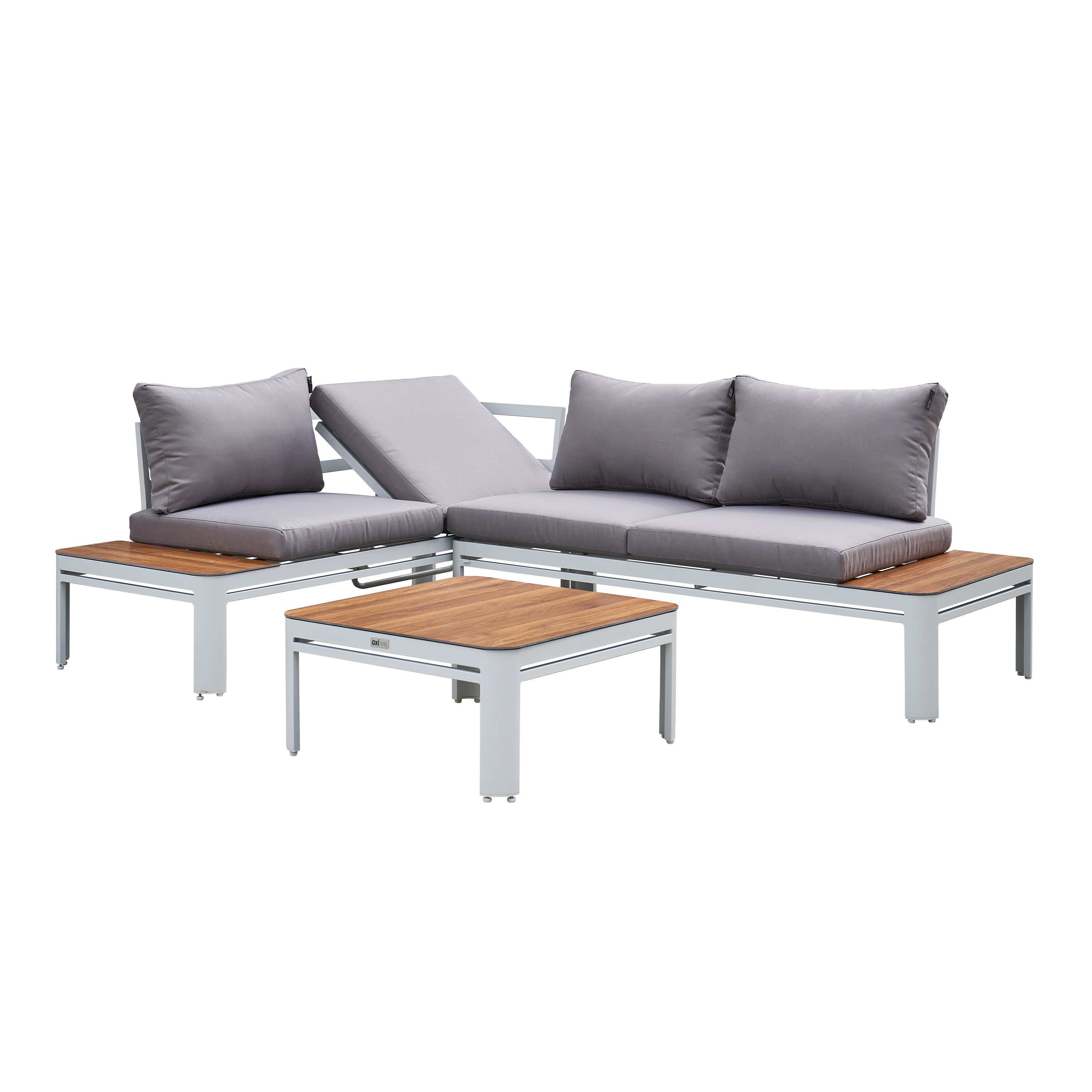 AXI Eos Lounge Set with Lounger White with Wood-Look PSPC-8720365062759 AXI Eos Lounge Set with Lounger White with Wood-Look PSPC