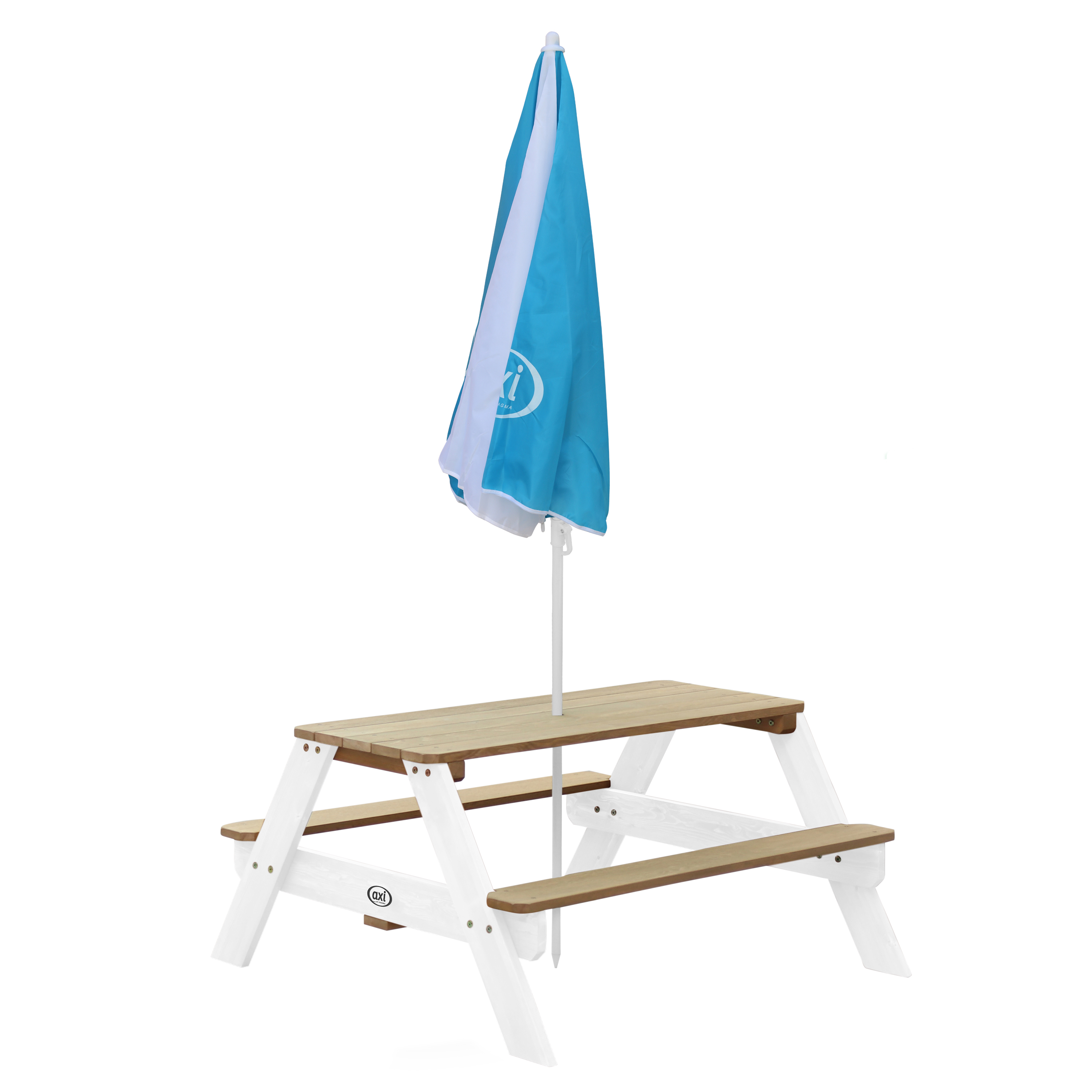 AXI Nick Picnic Table Brown/White - Umbrella Blue/White