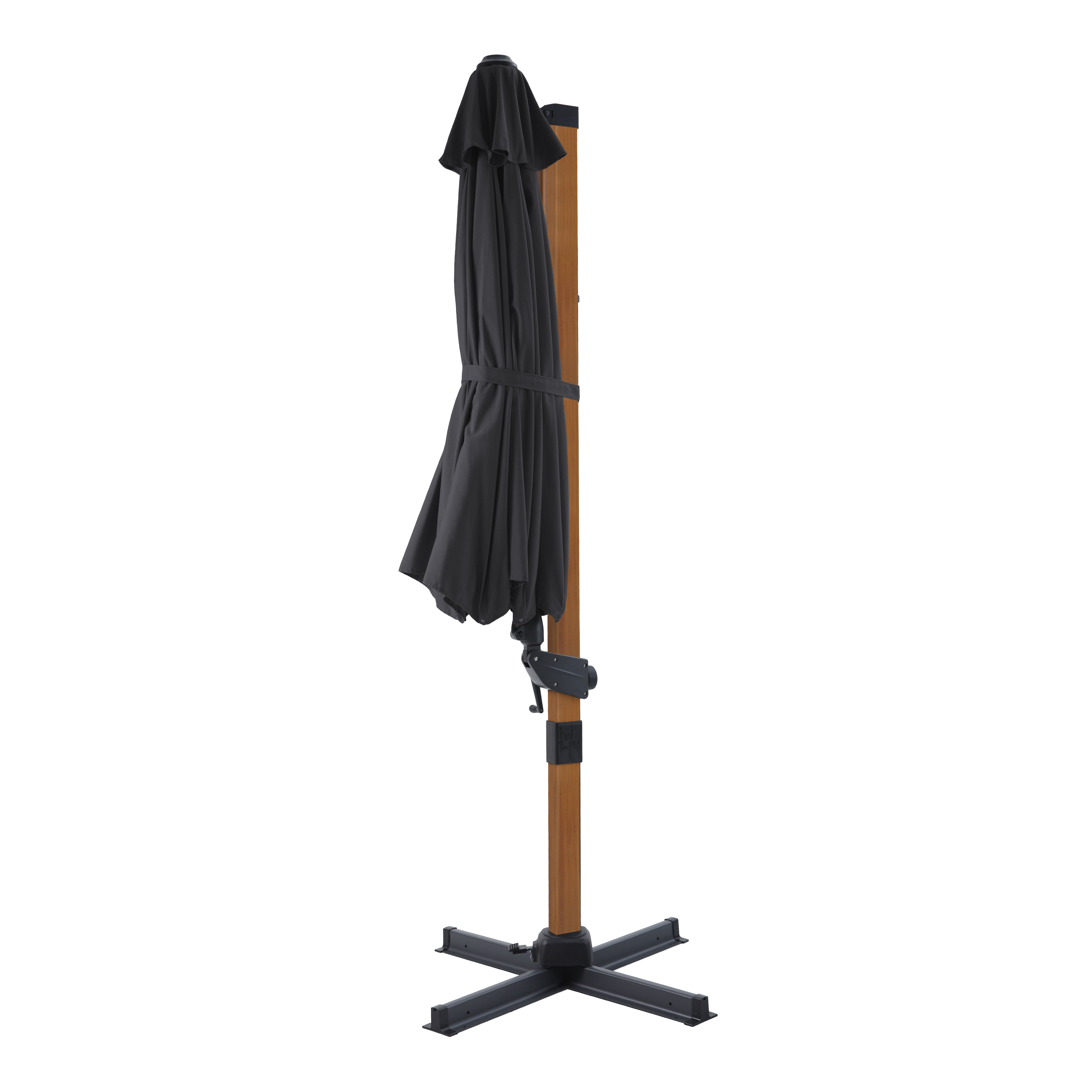 AXI Cyrus Premium Zweefparasol Ã˜ 300cm Houtlook/grijs