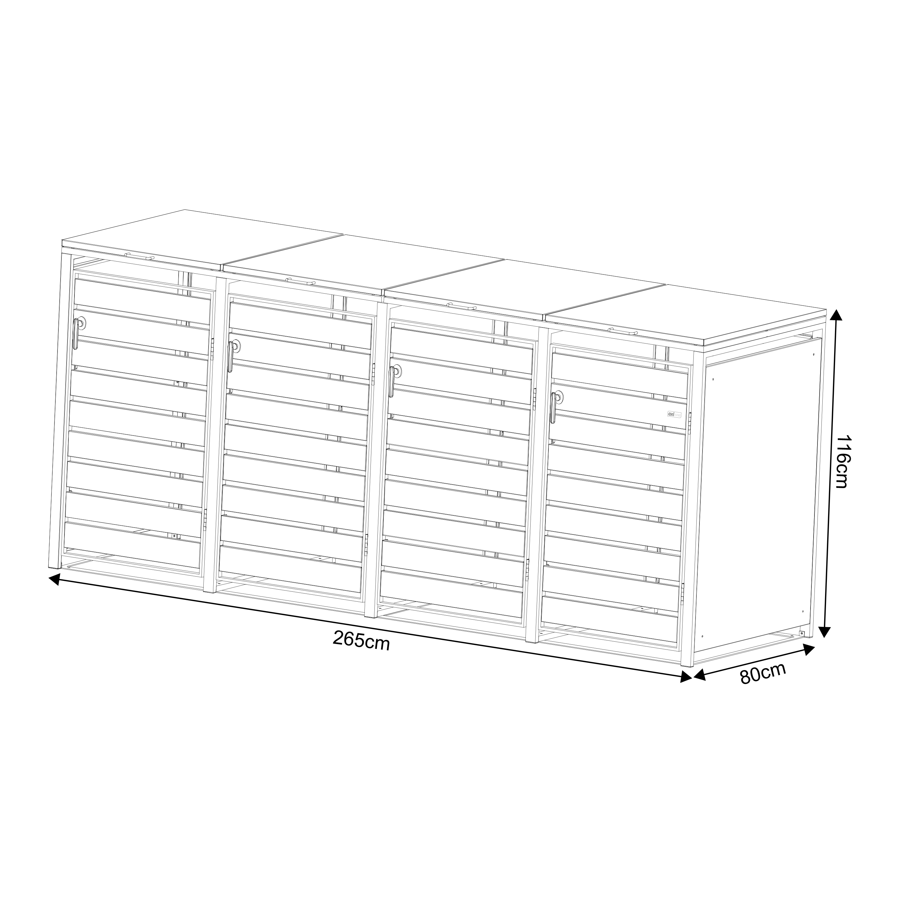 AXI Lucas Containerombouw van Metaal Antraciet/Houtlook - 4 containers
