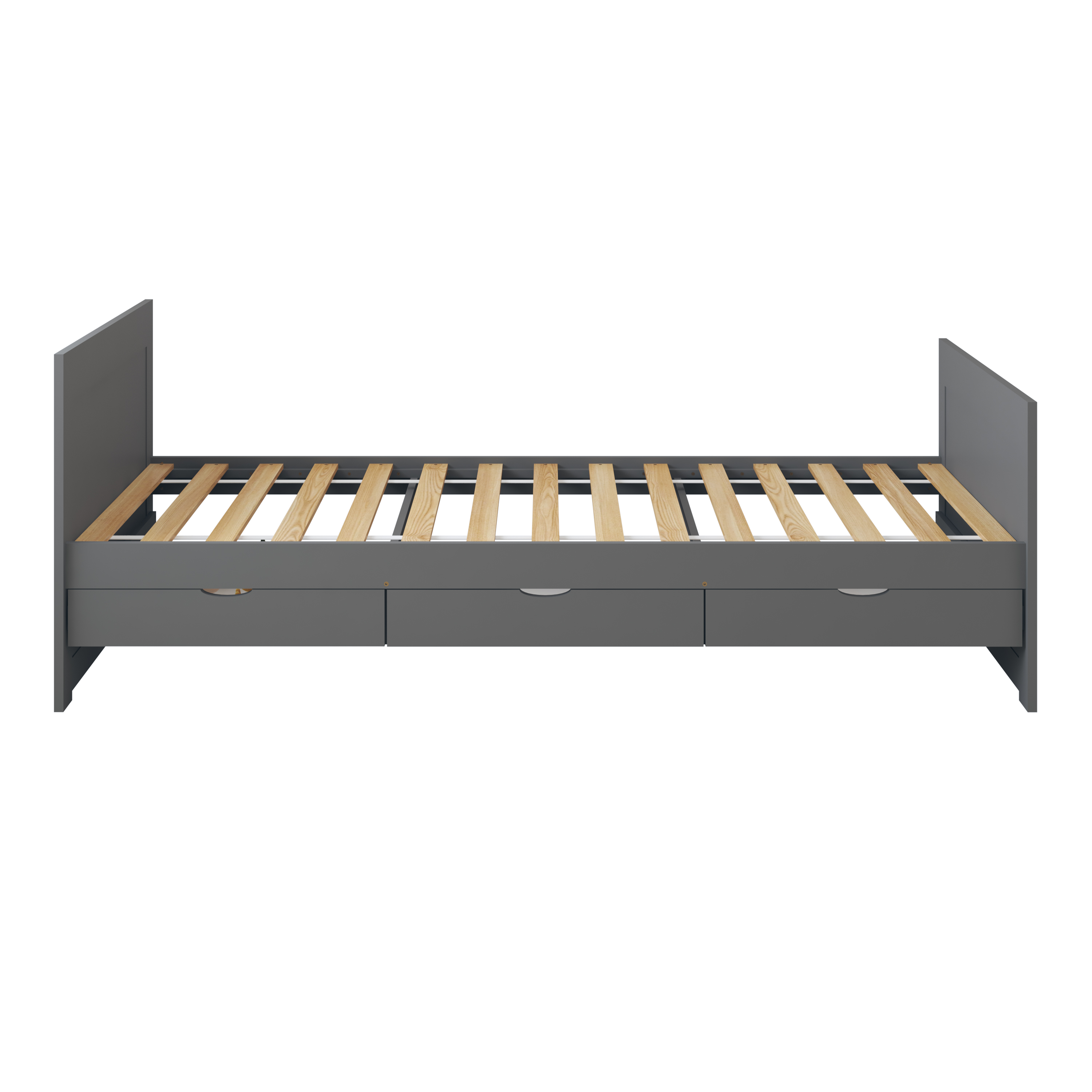 Sunny Eli Kids Bed with Pull-Out Bed and 3 Storage Drawers Grey – With Mattress