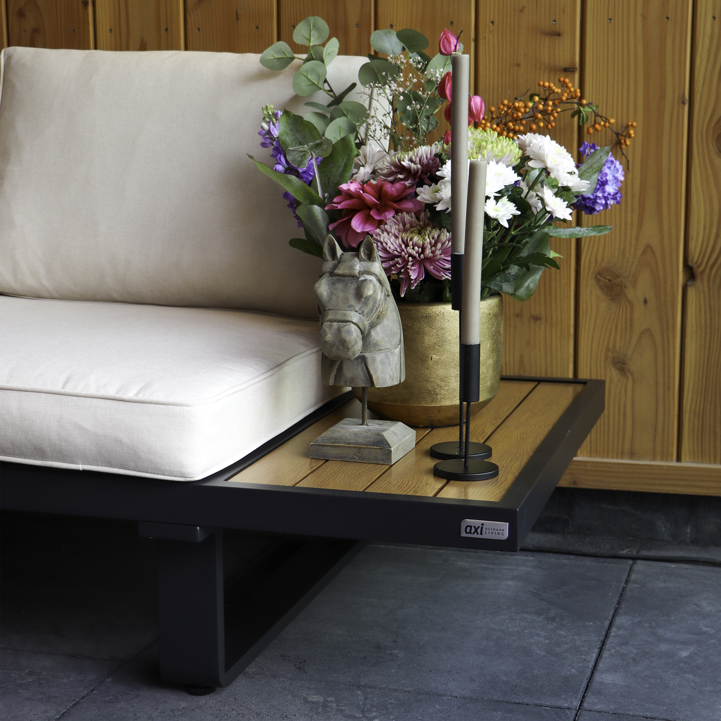 AXI Elin Lounge Set with Side Tables Anthracite with Wood-Look-8720365064128 AXI Elin Lounge Set with Side Tables Anthracite with Wood-Look