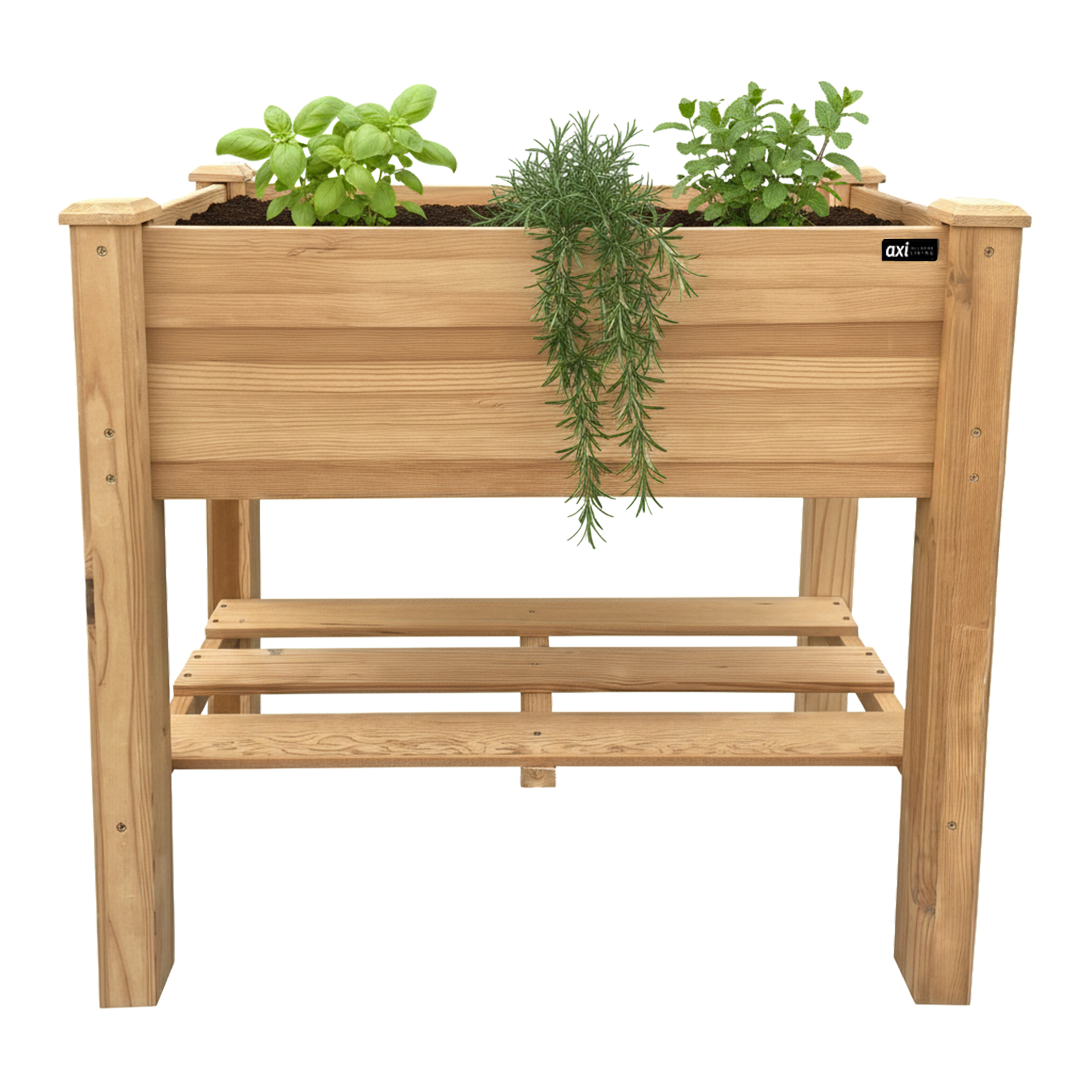 AXI Ari Raised Planter with Storage Shelf Brown