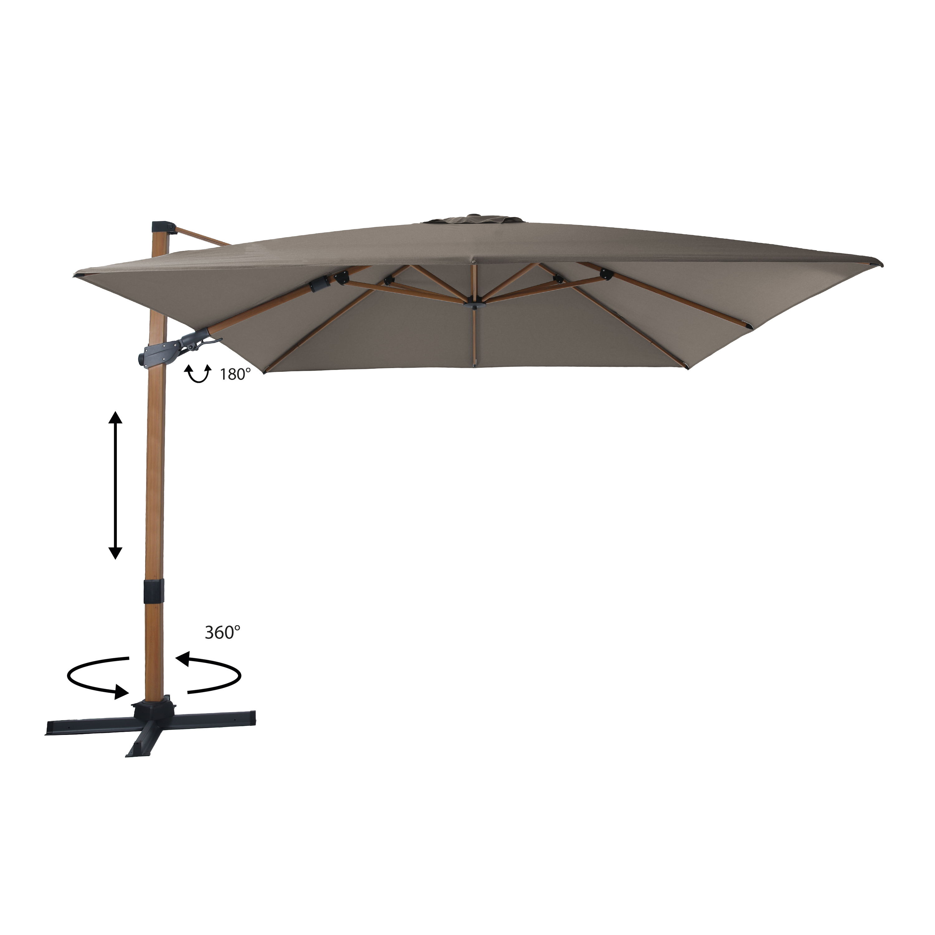 AXI Apollo Premium Zweefparasol 300x300cm Houtlook/taupe 