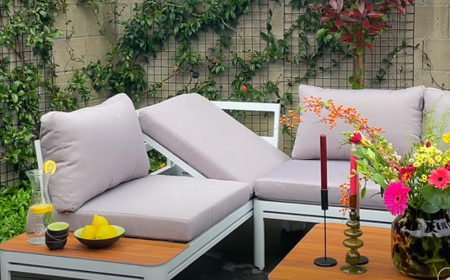 AXI Eos Loungeset med Solsäng - Vit/Wood-look PSPC AXI Eos Loungeset med Solsäng - Vit/Wood-look PSPC