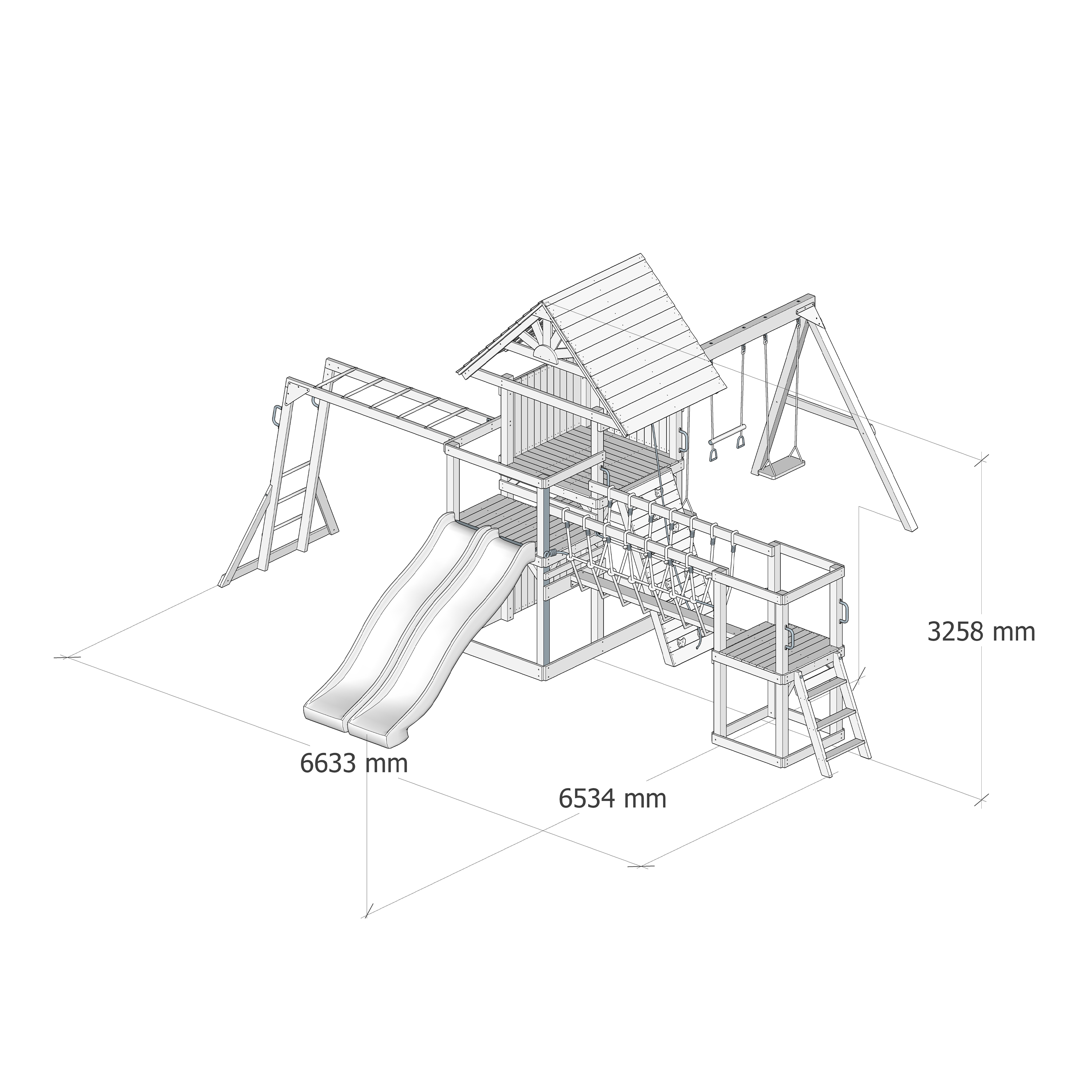 AXI Hunter Climbing Frame with Swings, Climbing Frame, Climbing Bridge and Multiple Platforms – Pastel Pink Double Slide