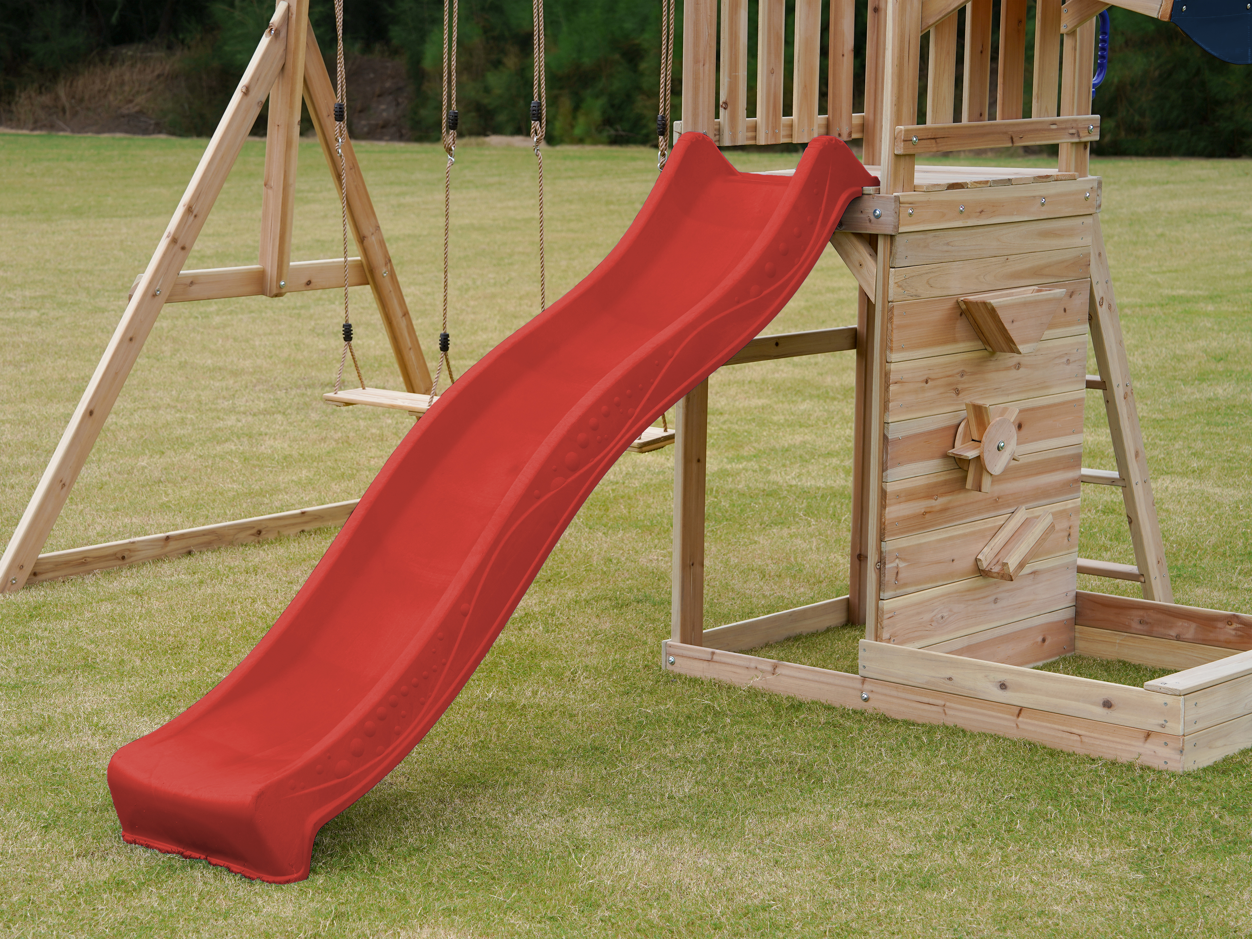 AXI Malik Climbing Frame with Double Swing Set - Red Slide