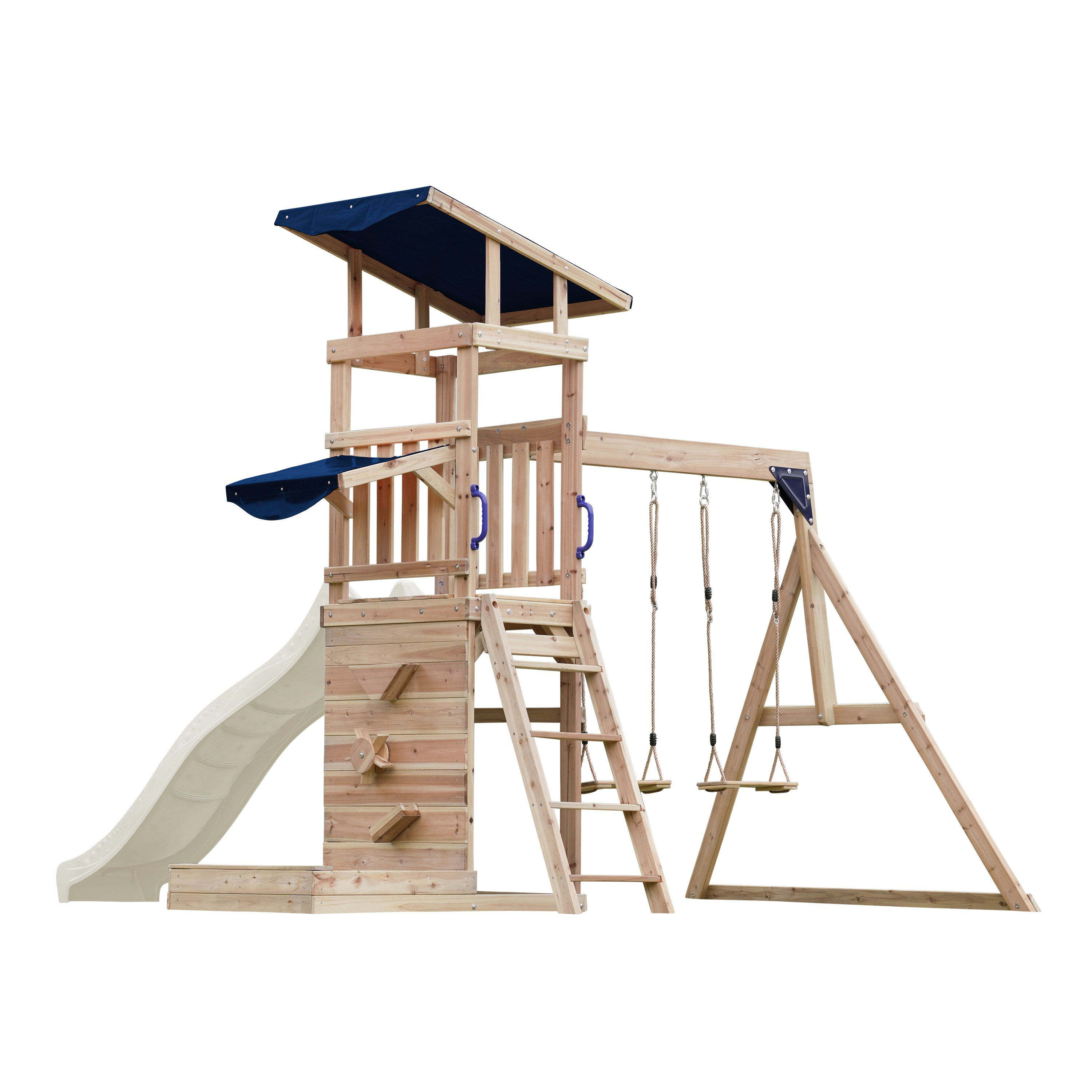 AXI Malik Climbing Frame with Double Swing Set - Cream Slide