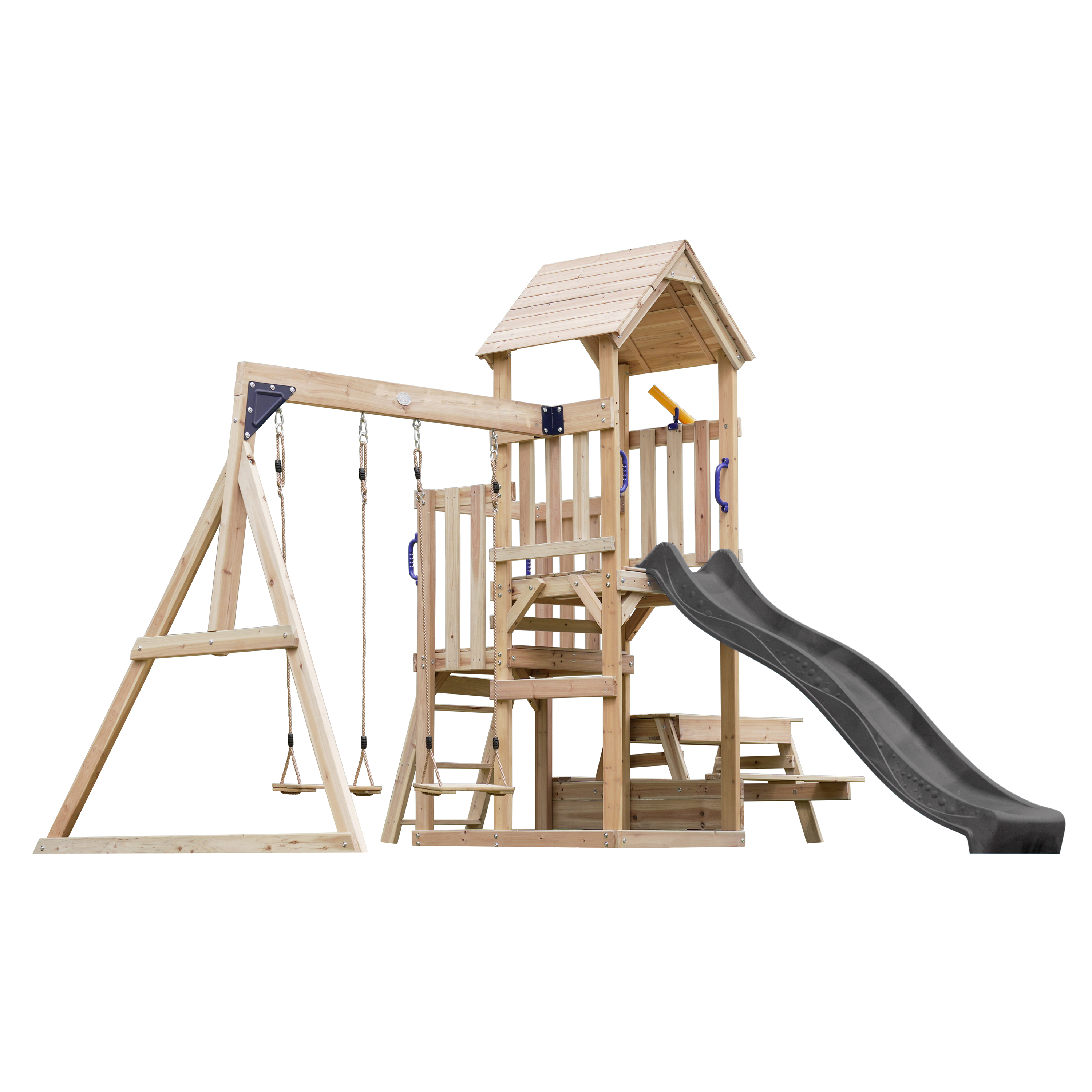 AXI Mette Playground with Double Swing Brown - Grey Slide 