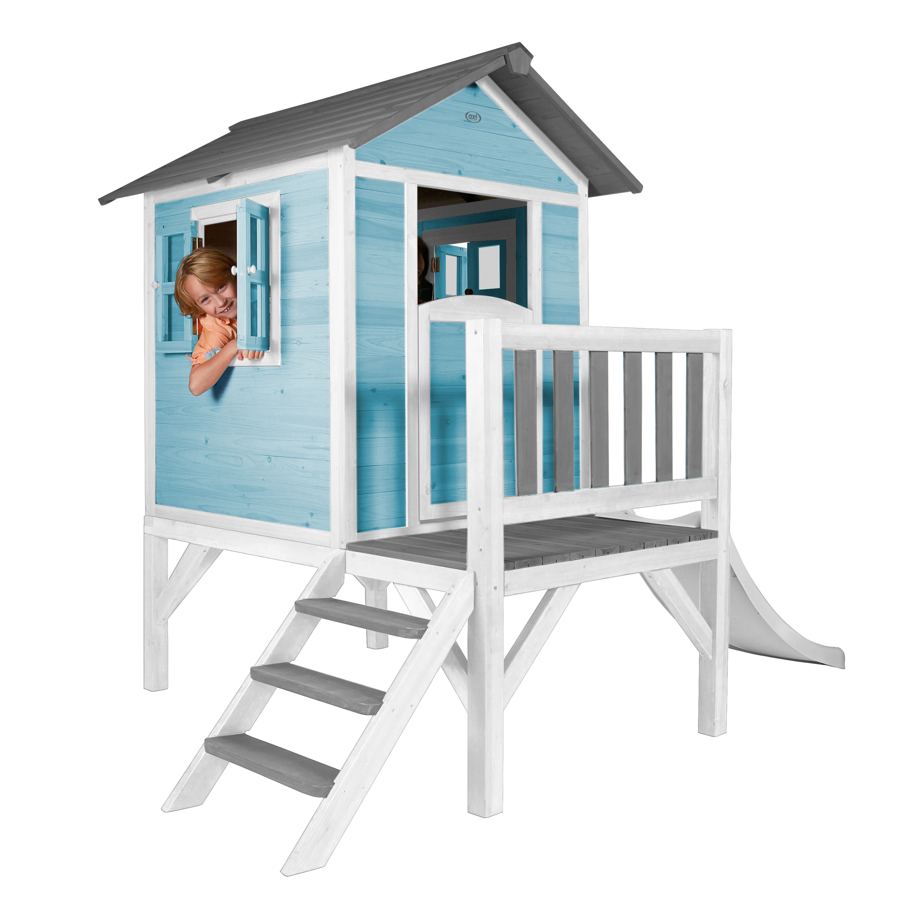 AXI Lodge XL Playhouse Caribbean Blue - White Slide