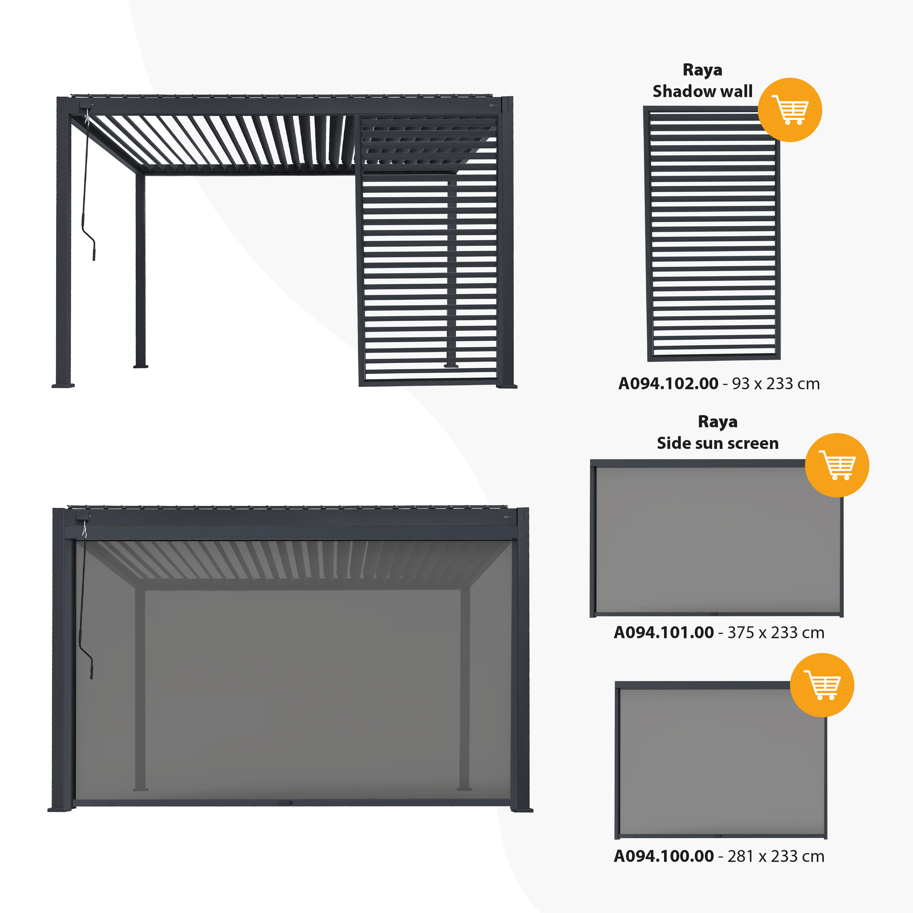 AXI Raya Aluminium Pergola 300 x 400 cm Anthracite-8720365066061 AXI Raya Aluminium Pergola 300 x 400 cm Anthracite