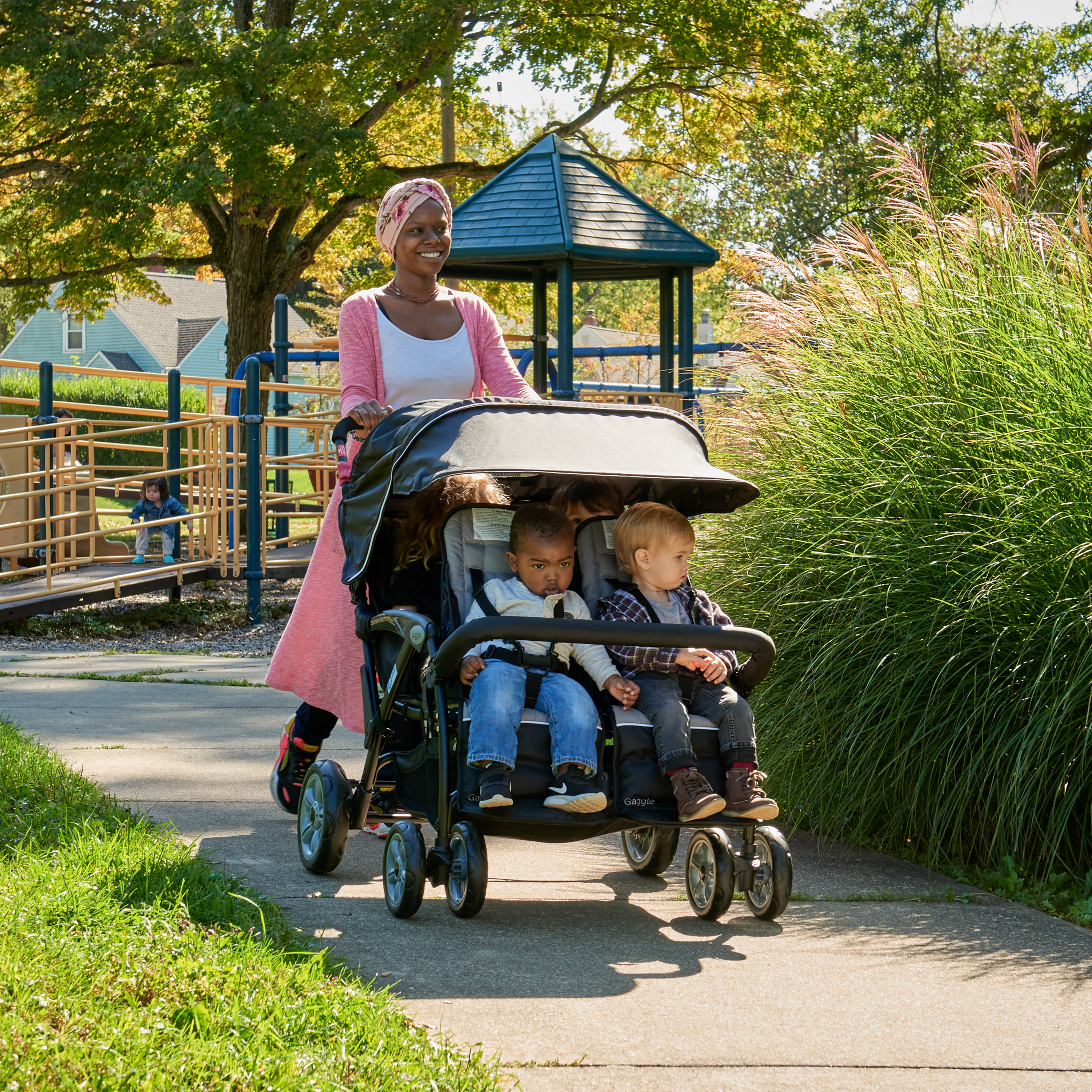 Gaggle Odyssey 4x4 Quad Stroller for 4 Children - Black-0849801001157 Gaggle Odyssey 4x4 Quad Stroller for 4 Children - Black
