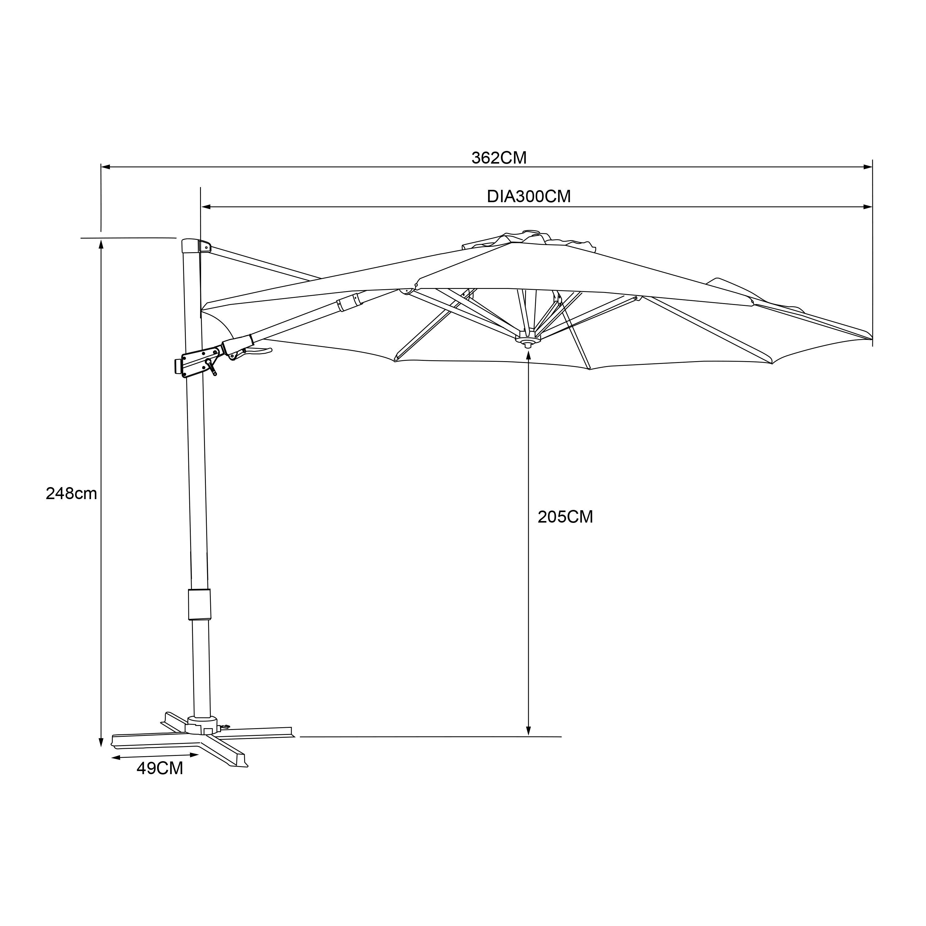 AXI Cyrus Premium Zweefparasol Ã˜ 300cm Wit/taupe