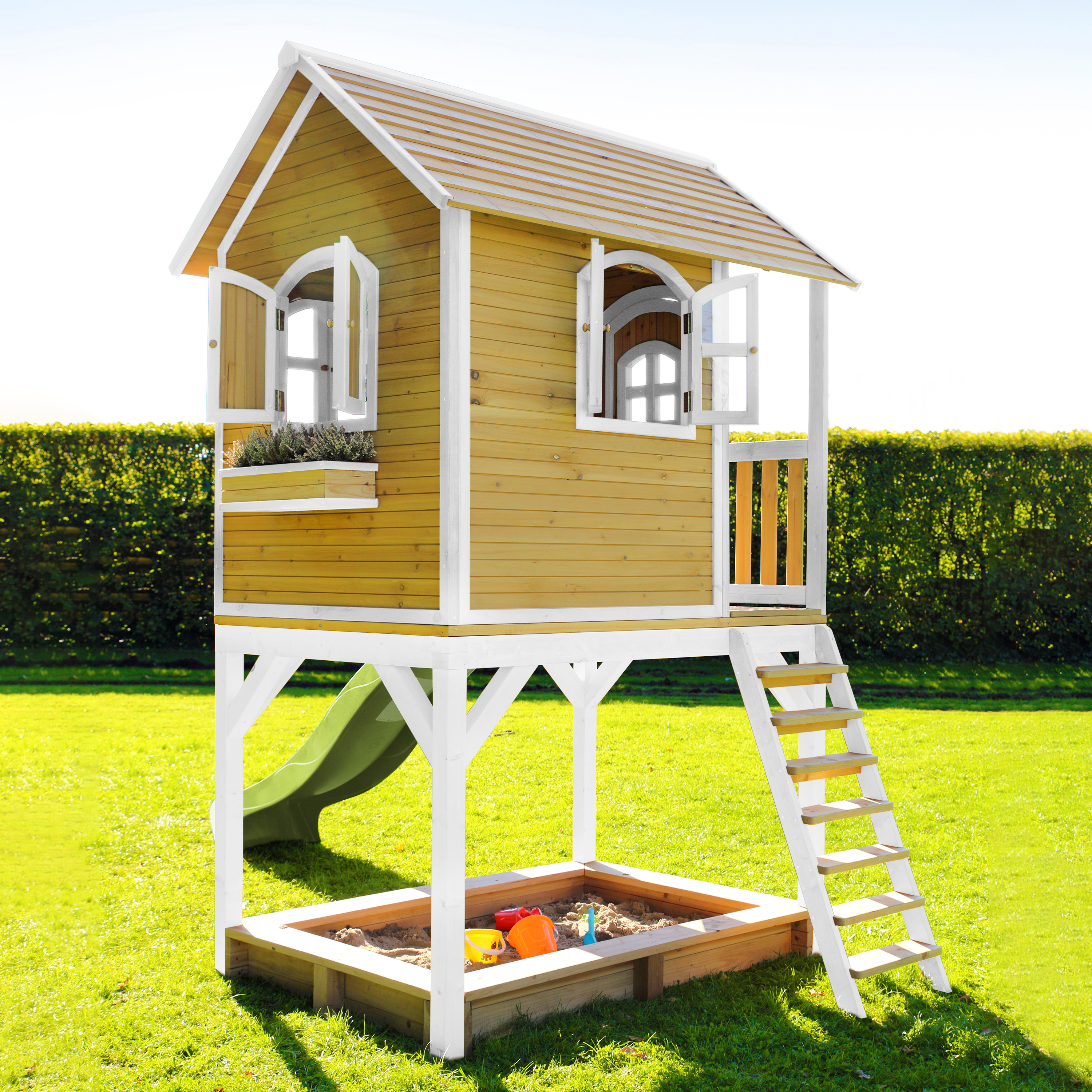 AXI Sarah Playhouse Brown/White - Lime Green Slide