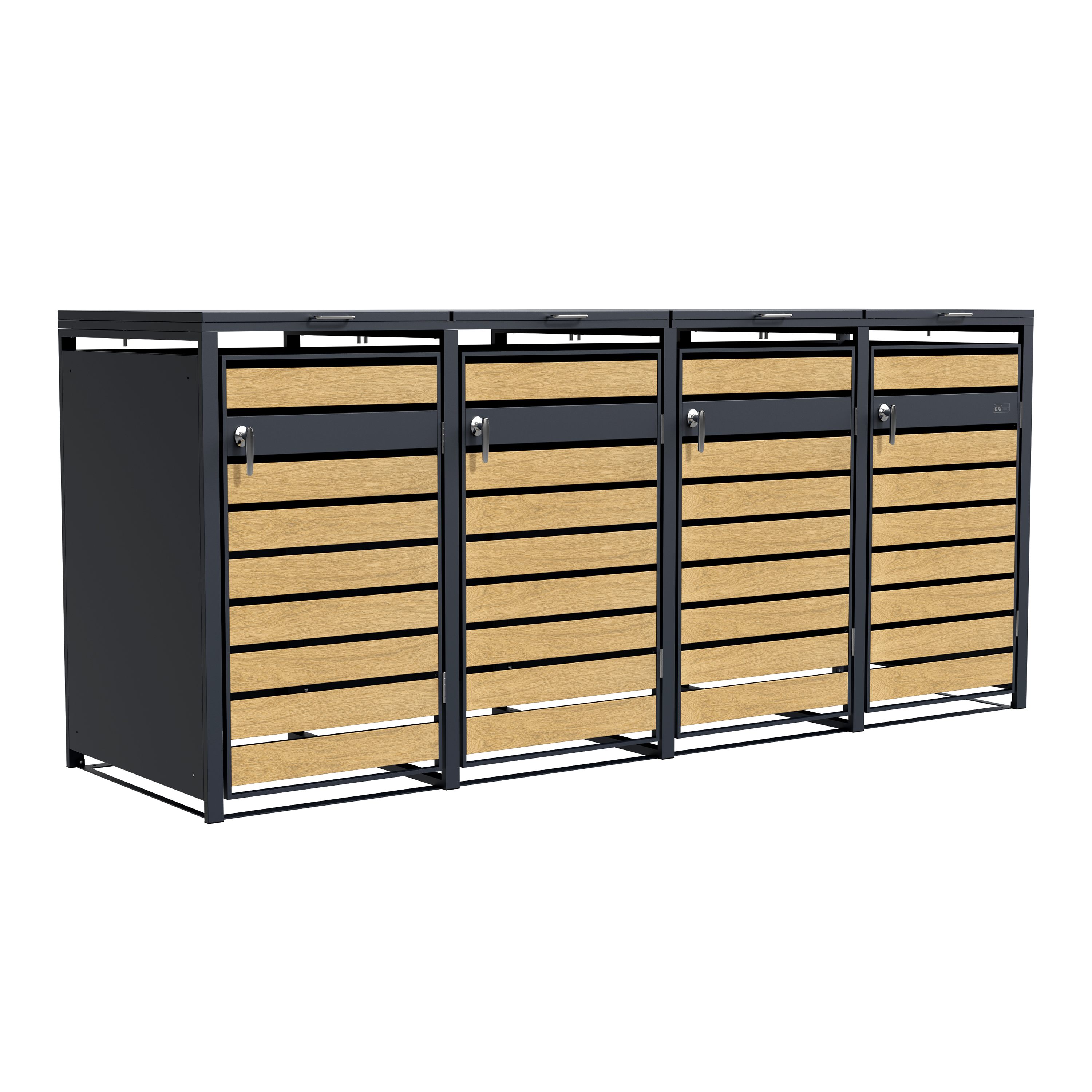 AXI Lucas Metall Soptunneförvaring Antracit/Träliknande - 4 Tunnor