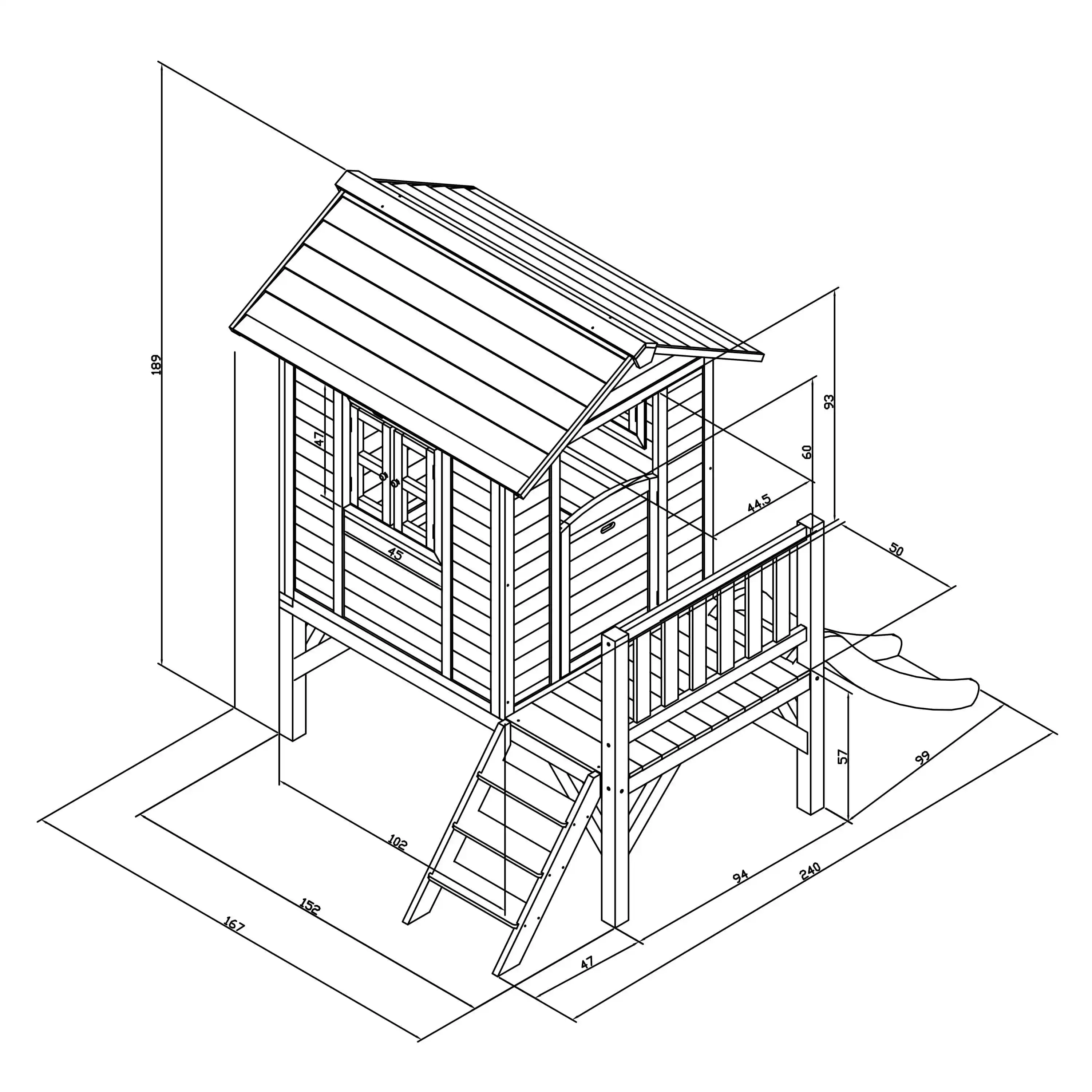 AXI Lodge XL Speelhuis Cool Grijs - Witte Glijbaan