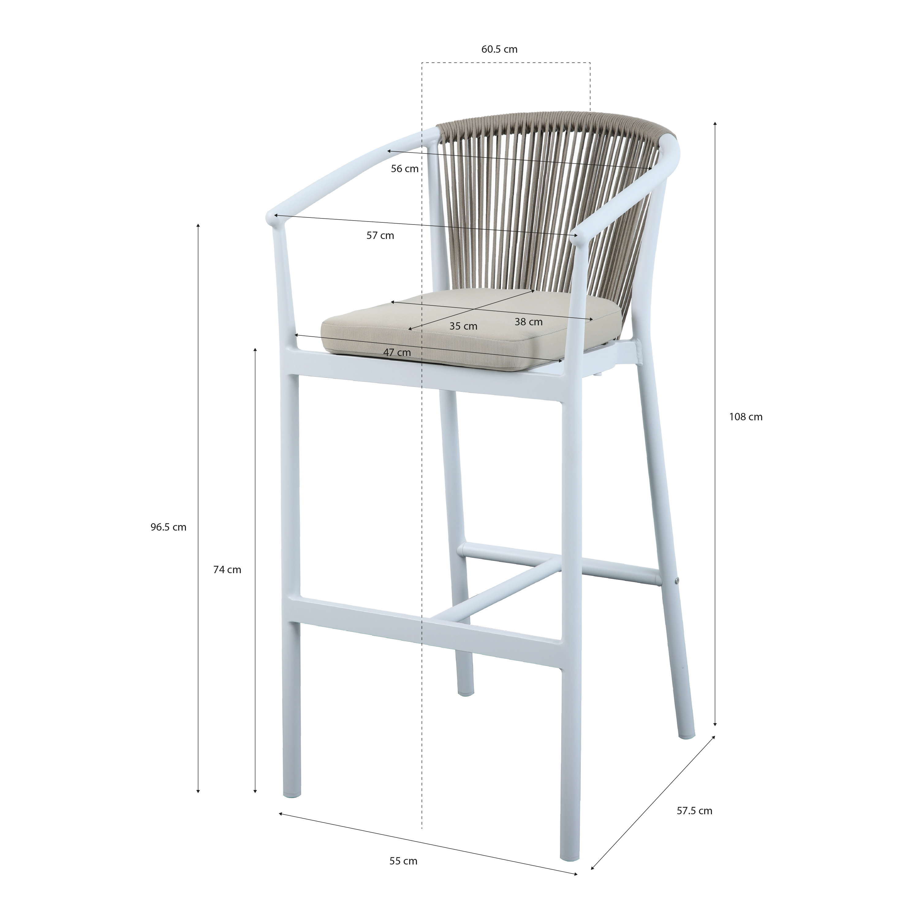 AXI Ravi Bar set with 4 bar stools White with Teak-look Polywood-8720365062605 AXI Ravi Bar set with 4 bar stools White with Teak-look Polywood