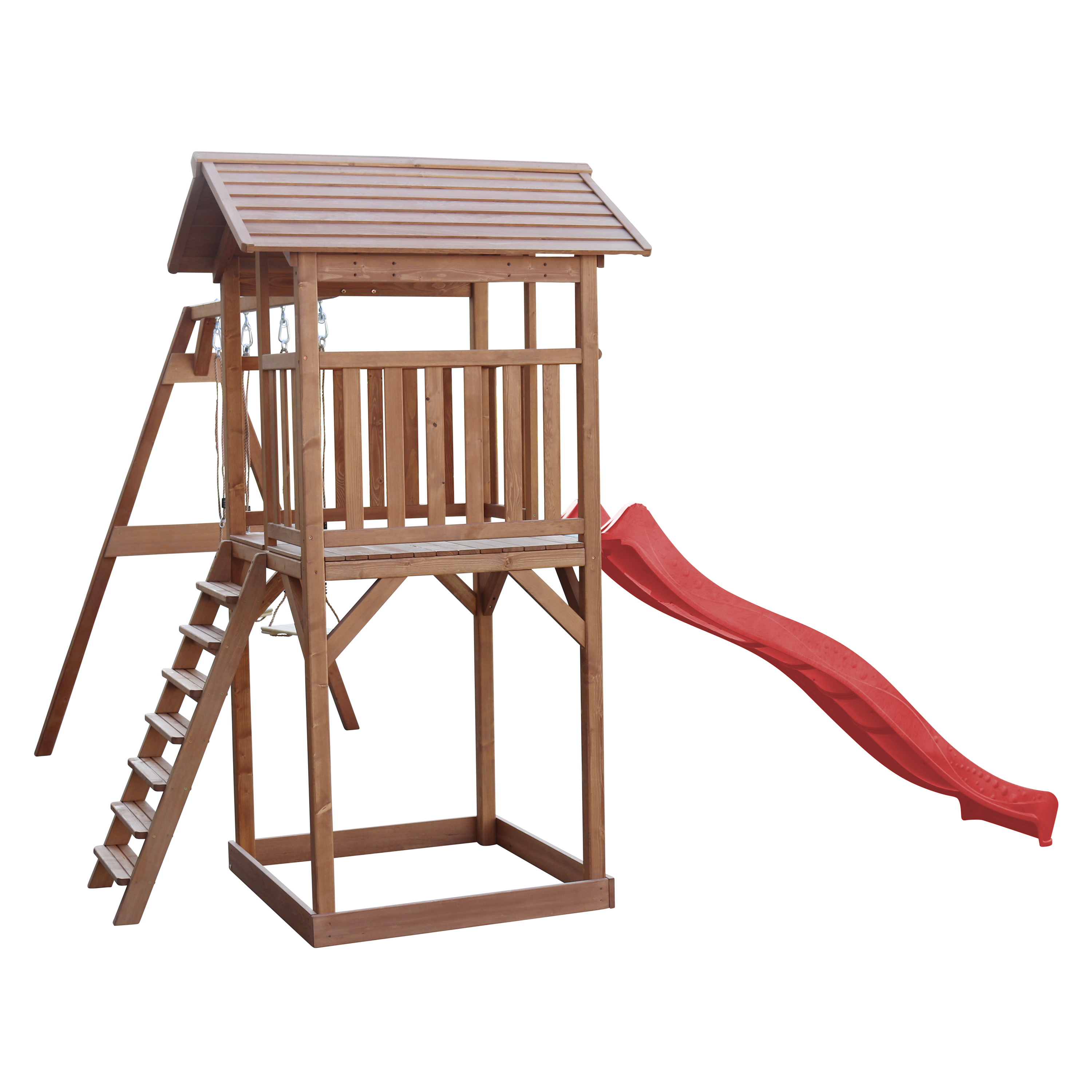 AXI Beach Tower with Double Swing Set Brown - Red Slide