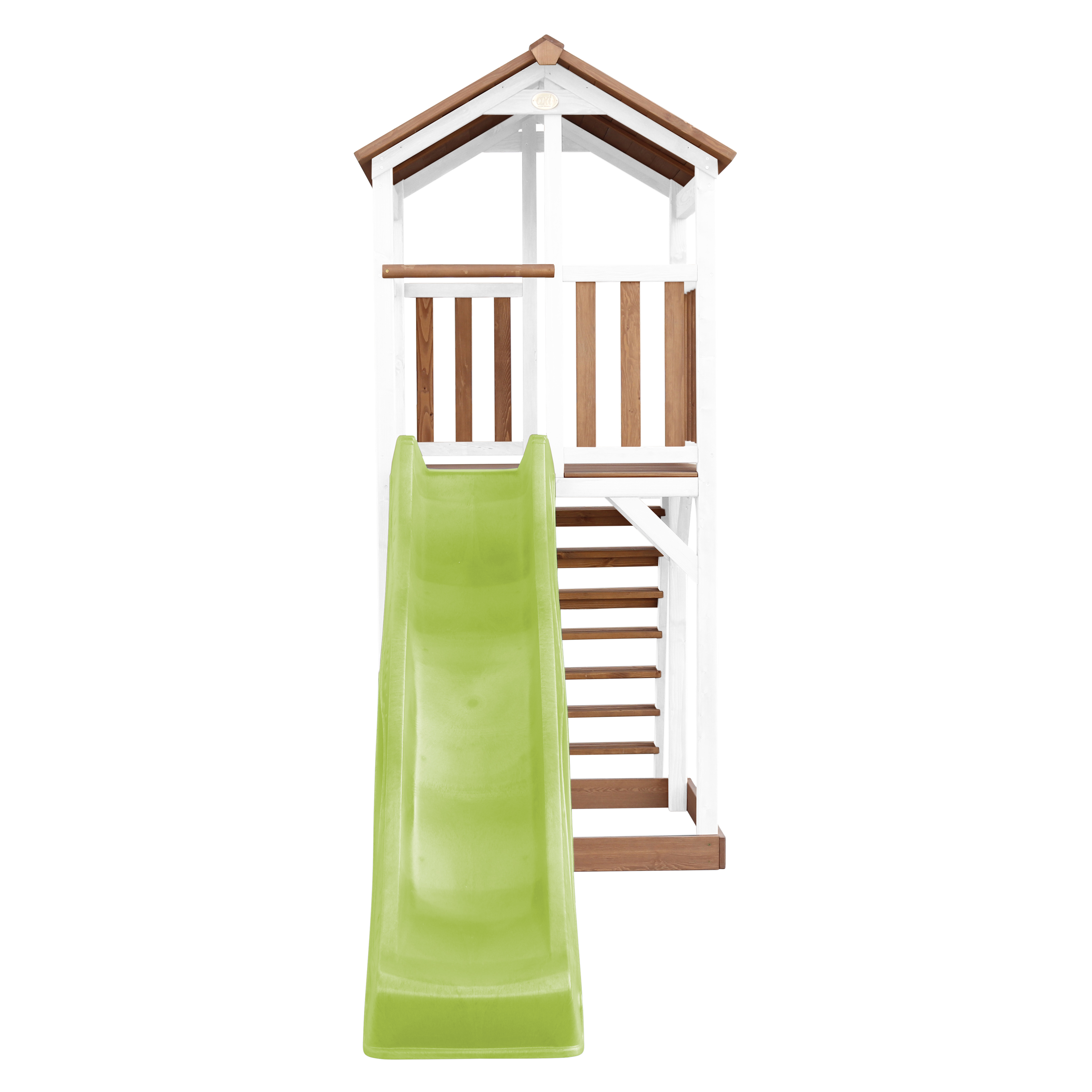 AXI Beach Tower Lekställning Brun/Vit - Limegrön Rutschkana