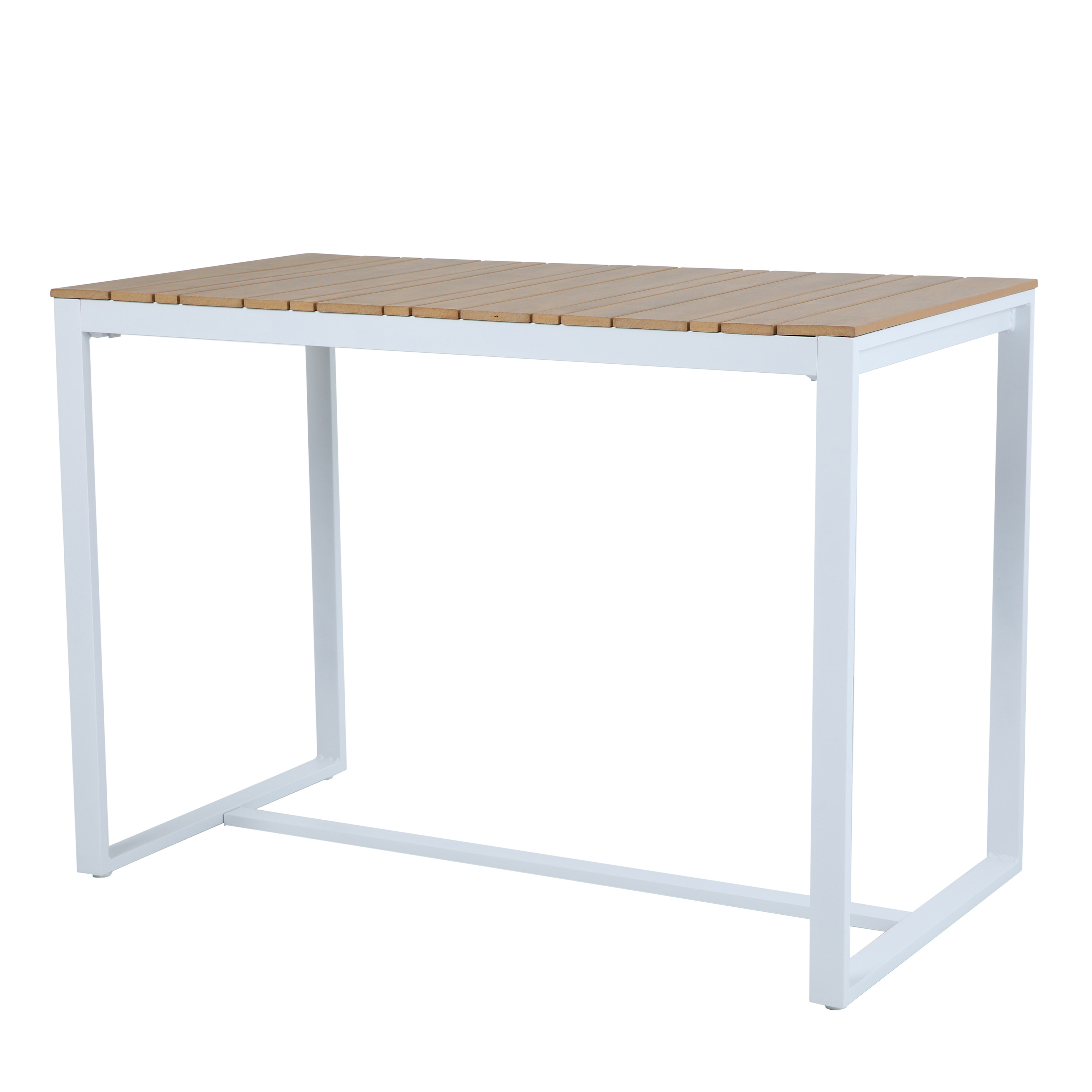 AXI Ravi Bar set with 4 bar stools White with Teak-look Polywood-8720365062605 AXI Ravi Bar set with 4 bar stools White with Teak-look Polywood