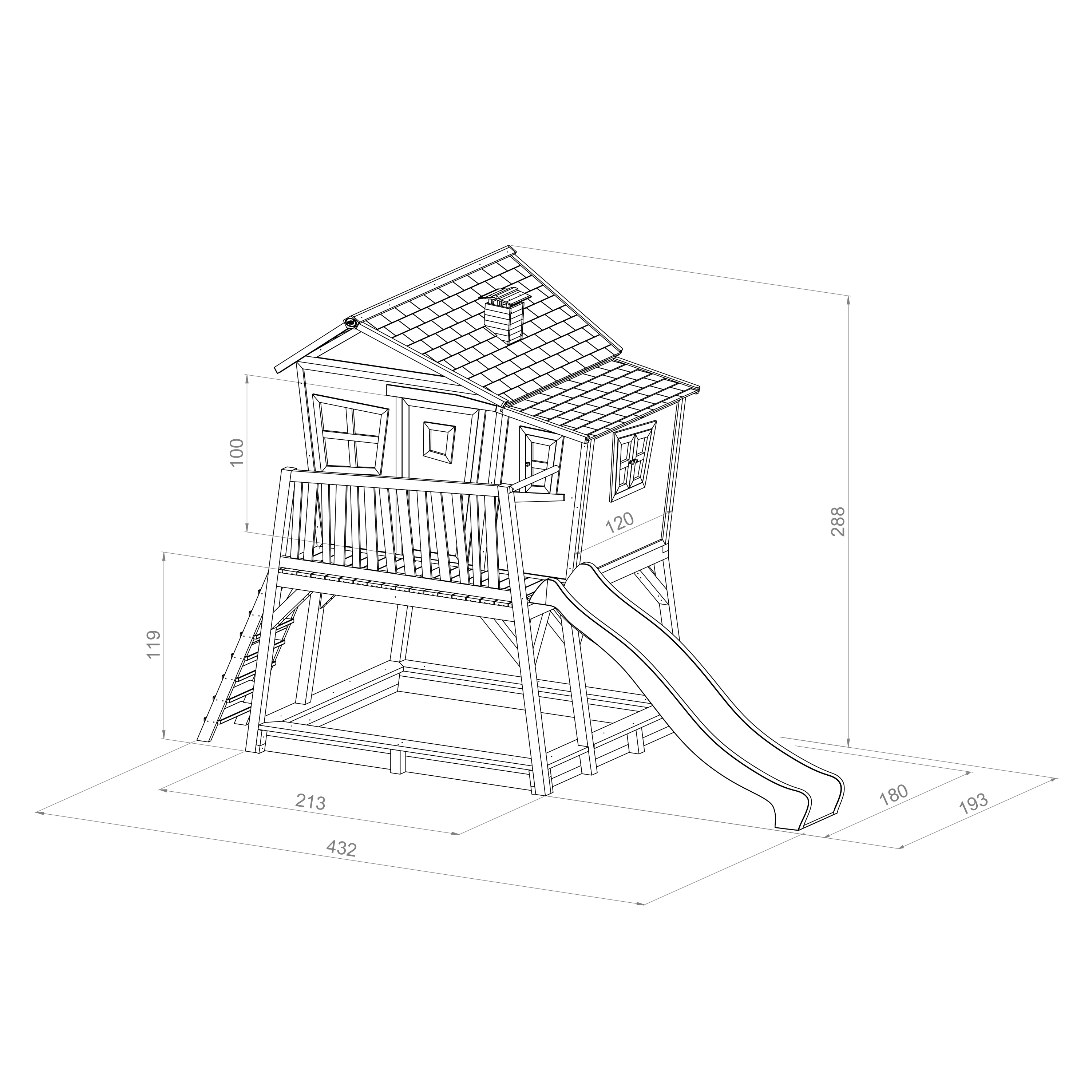 AXI Max Playhouse Brown/White - Grey Slide