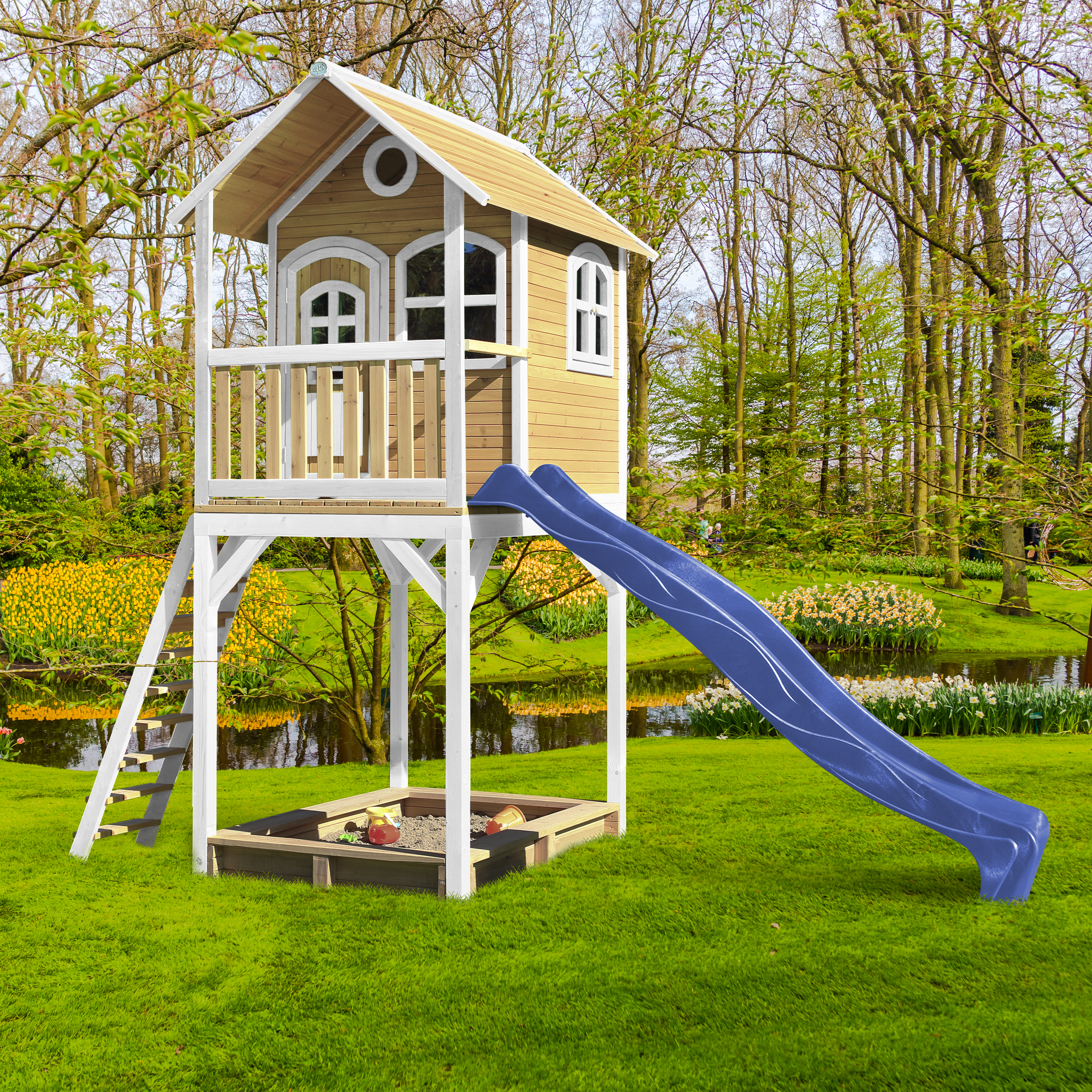 AXI Romy Playhouse Brown/White - Blue Slide