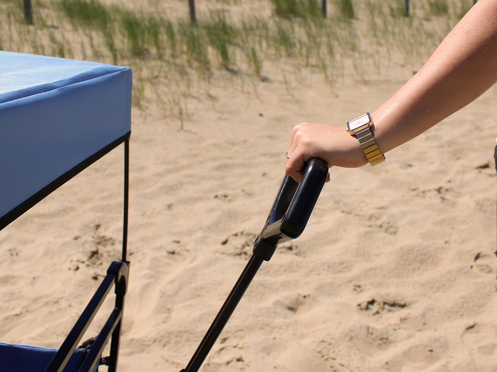 AXI AB210 Opvouwbare Bolderwagen met dak. tas. rem en duwstang Blauw